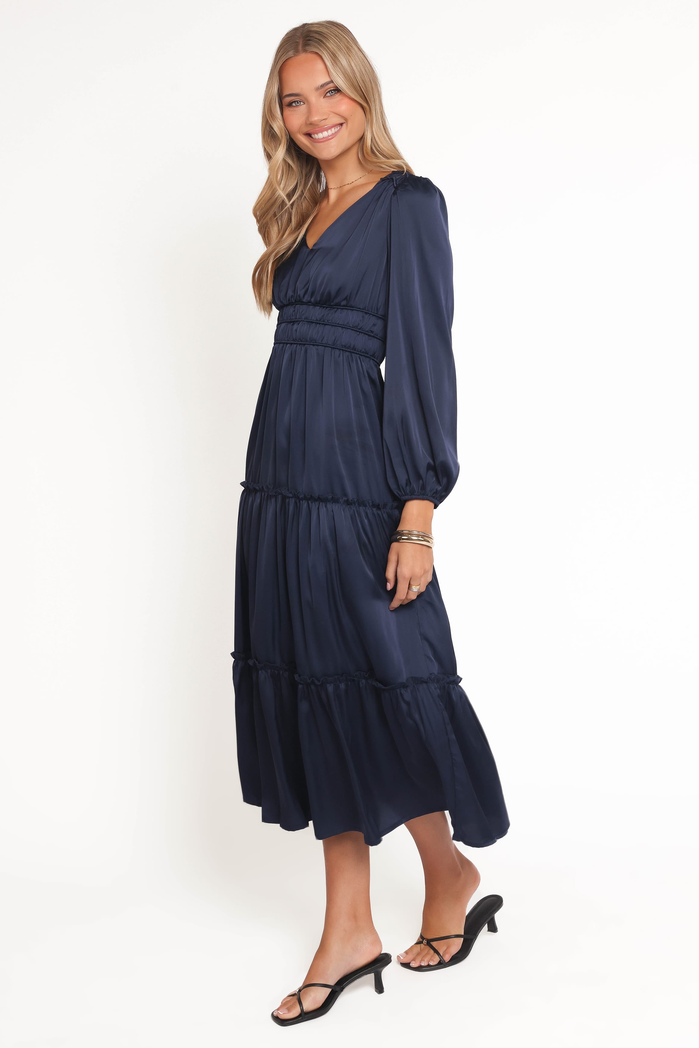 Petal and Pup USA DRESSES Rowen Long Sleeve Maxi Dress - Navy
