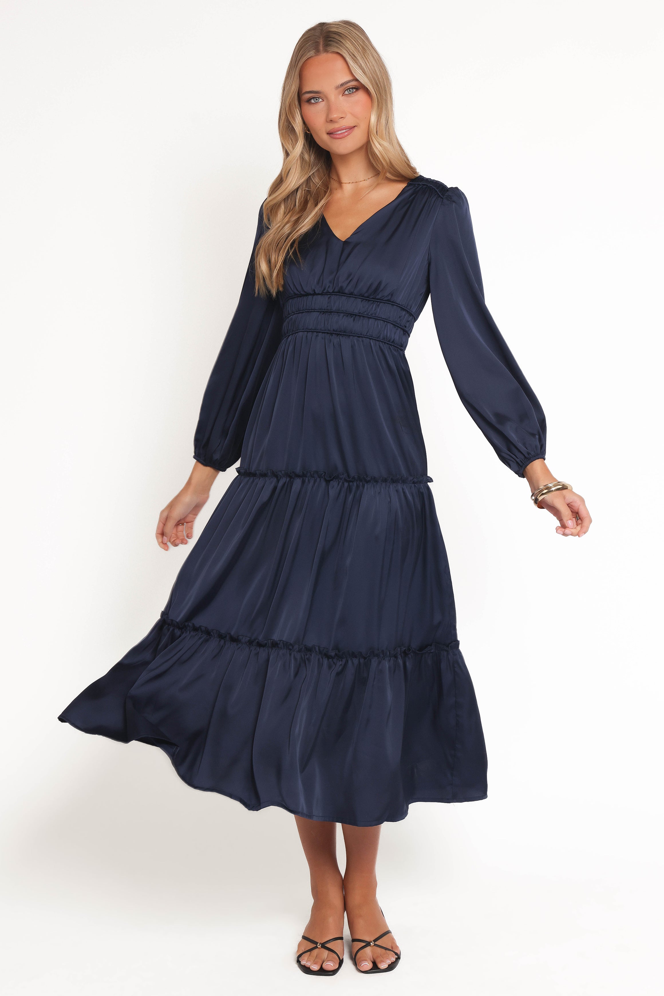 Petal and Pup USA DRESSES Rowen Long Sleeve Maxi Dress - Navy