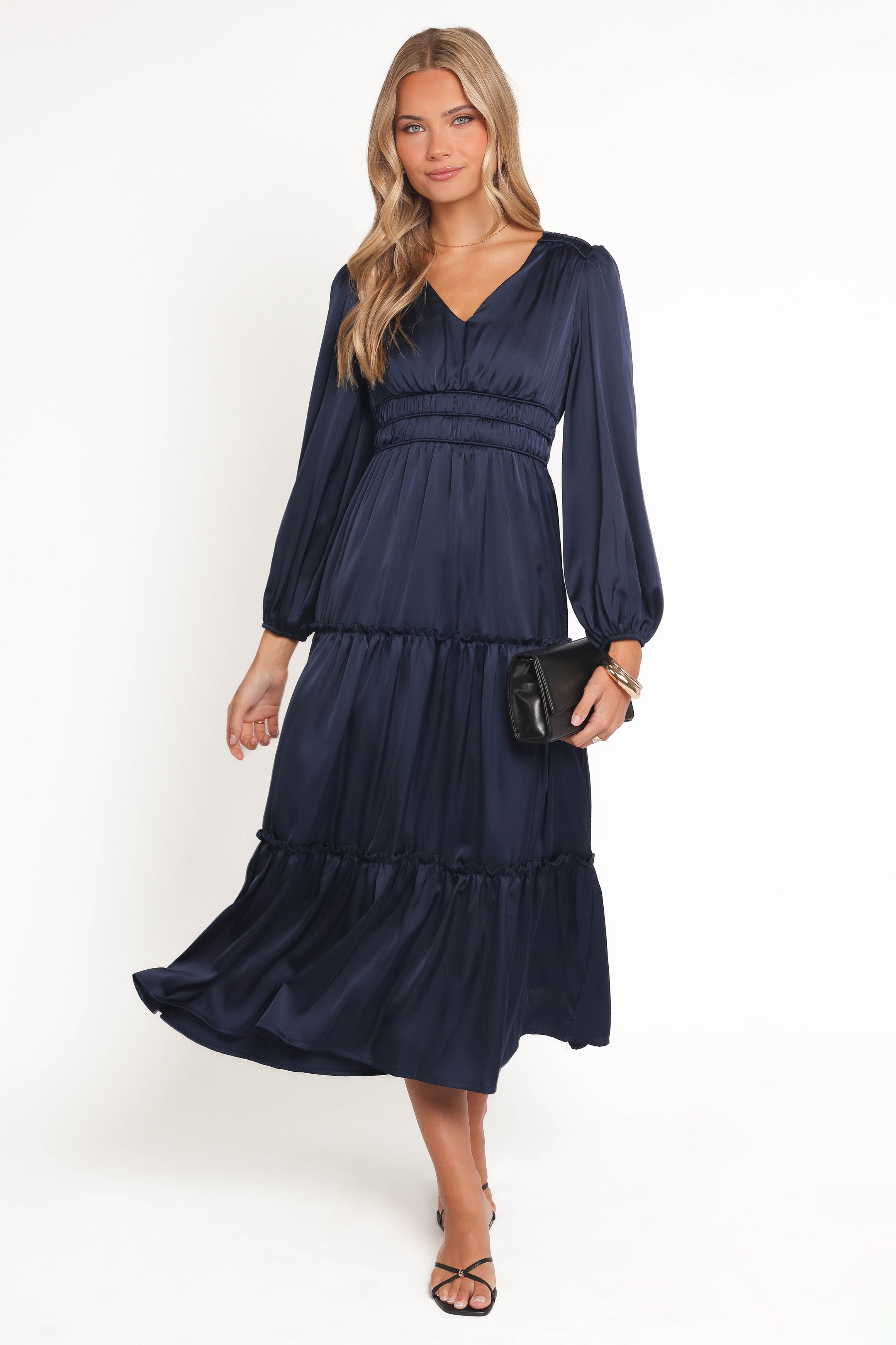 Petal and Pup USA DRESSES Rowen Long Sleeve Maxi Dress - Navy