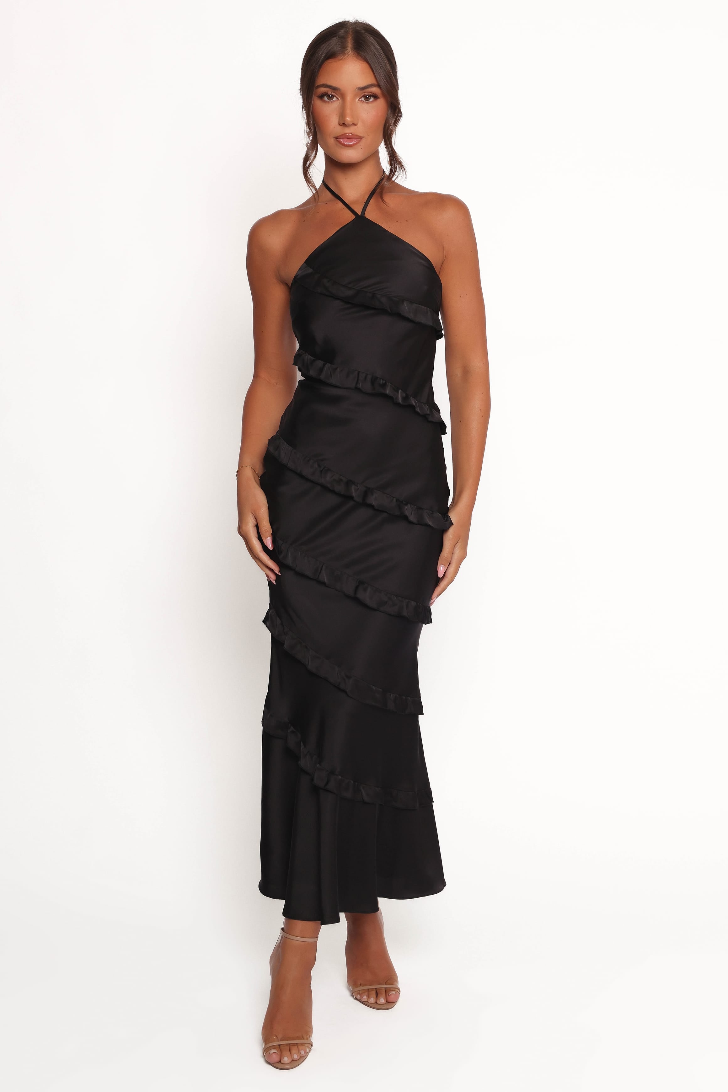 Petal and Pup USA DRESSES Roxanne Halterneck Maxi Dress - Black (Hold for Rack)