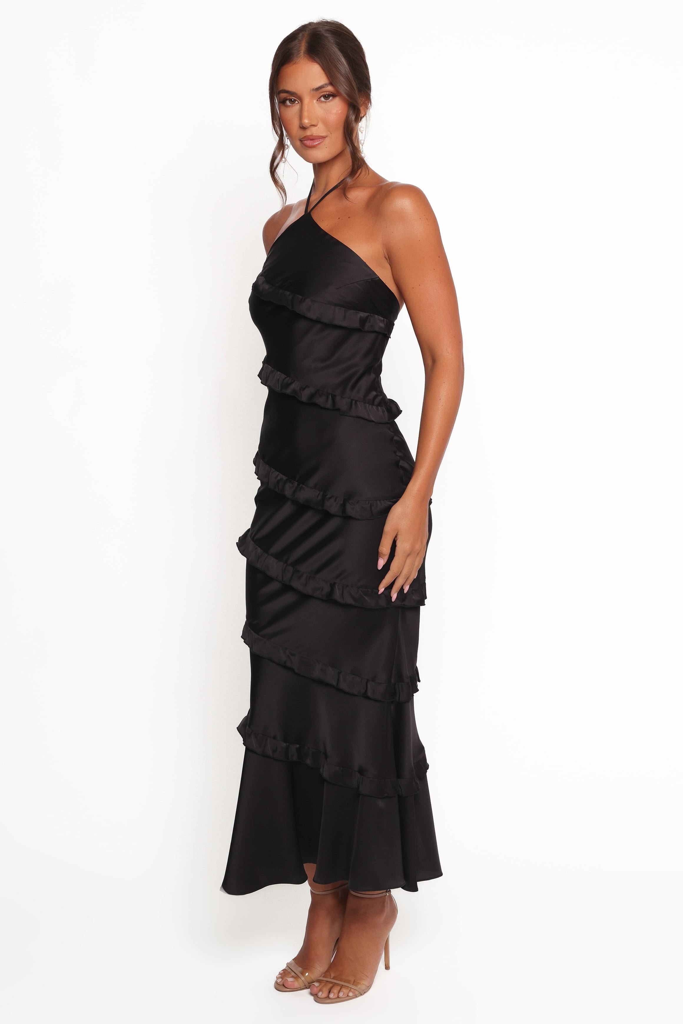 Petal and Pup USA DRESSES Roxanne Halterneck Maxi Dress - Black (Hold for Rack)