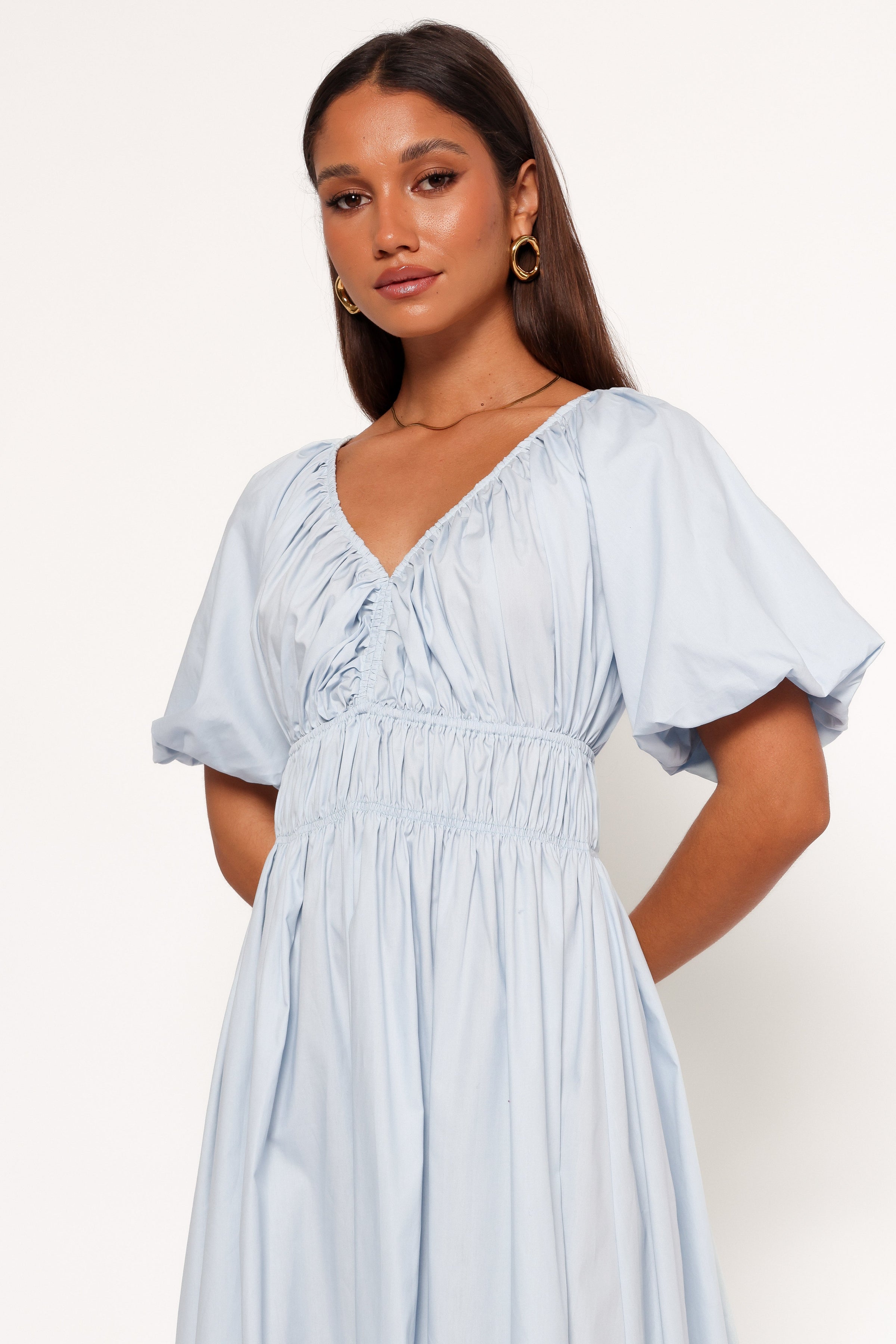 Petal and Pup USA DRESSES Rozie Midi Dress - Baby Blue