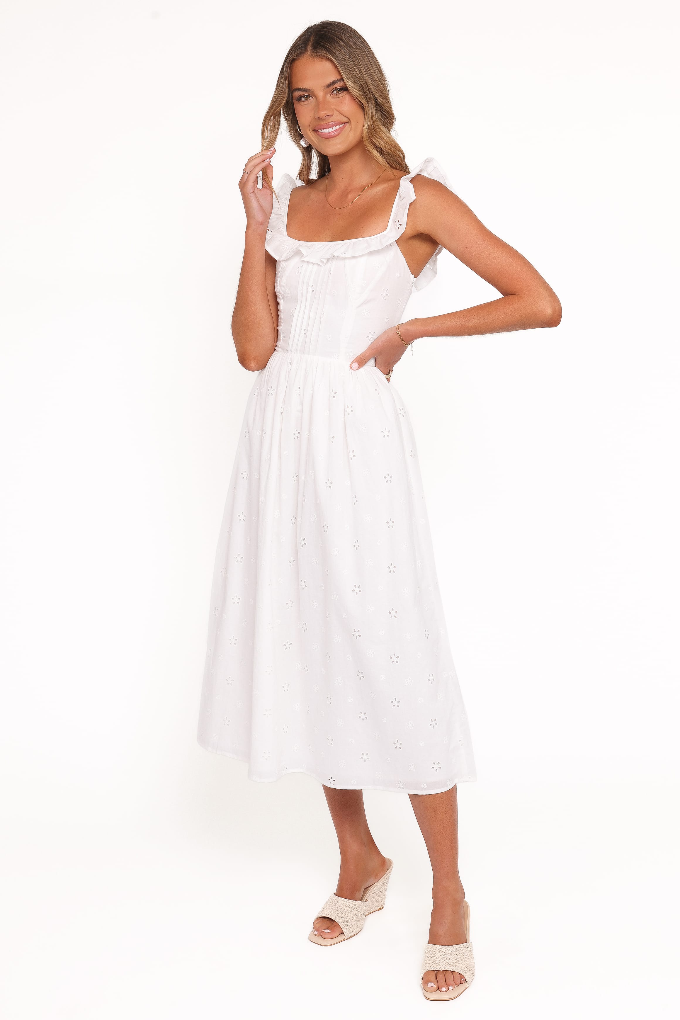 Petal and Pup USA DRESSES Ruella Midi Dress - White