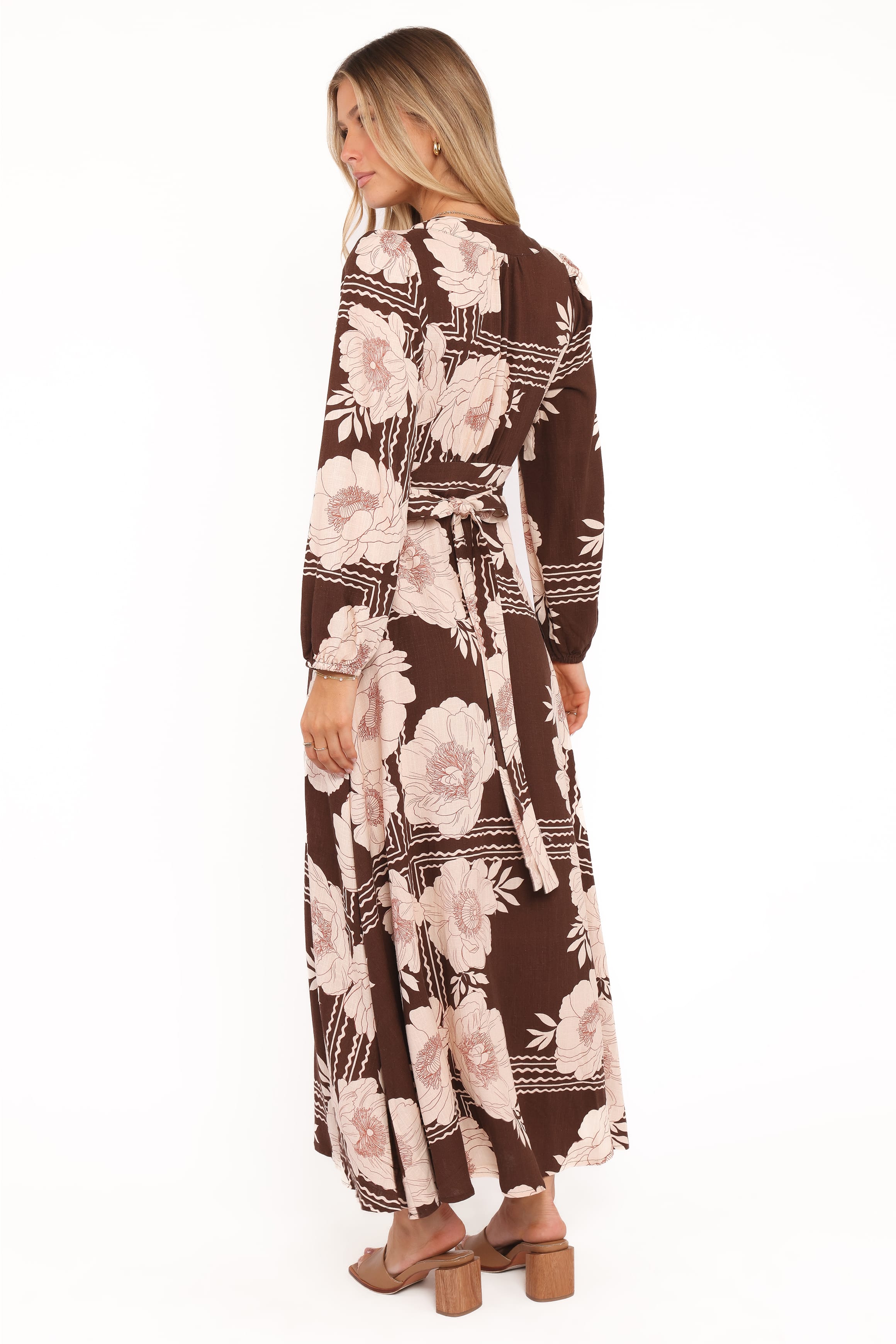 Petal and Pup USA DRESSES Safia Midi Dress - Brown Floral