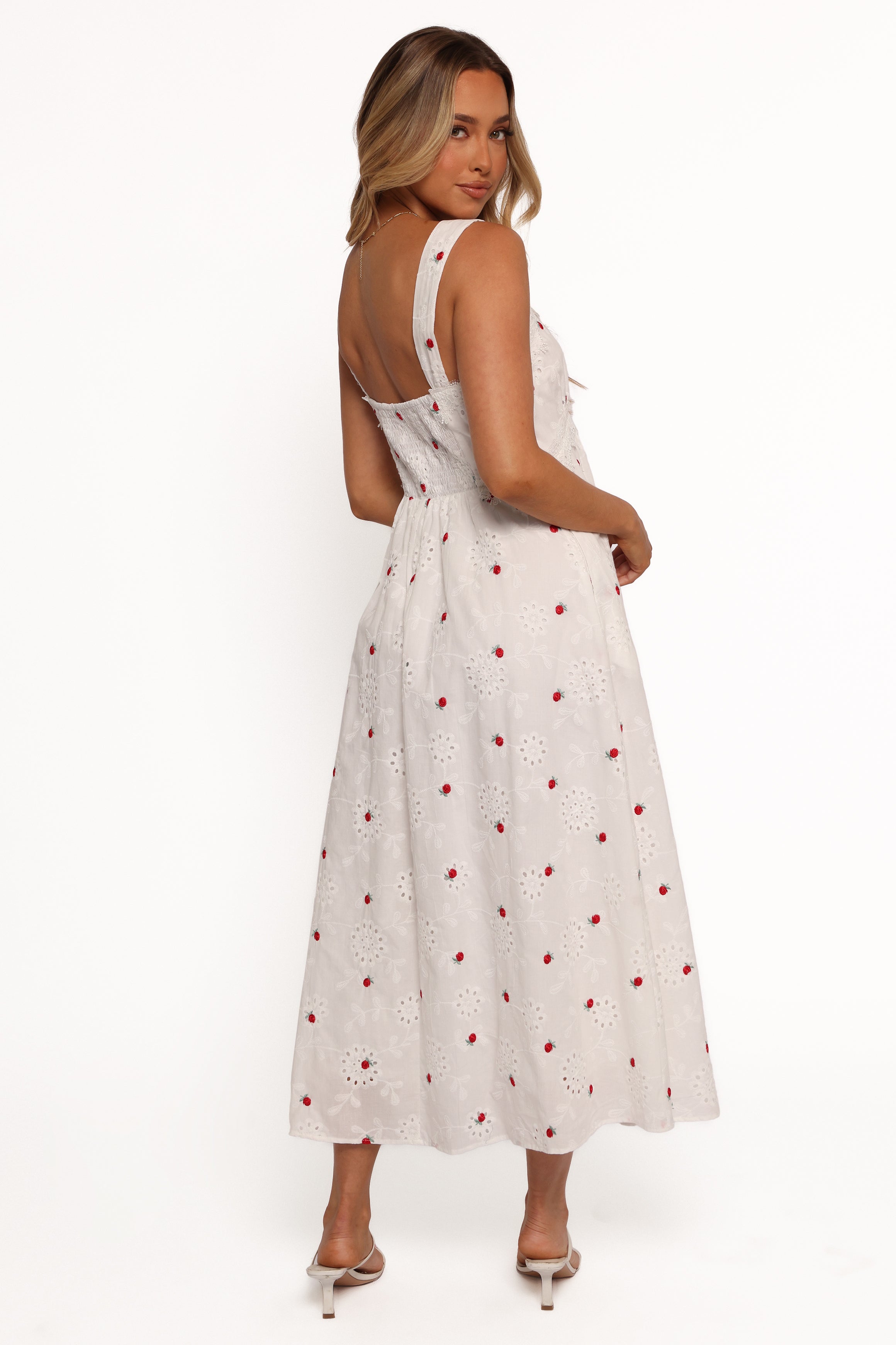 Petal and Pup USA DRESSES Salli Midi Dress - White/Red
