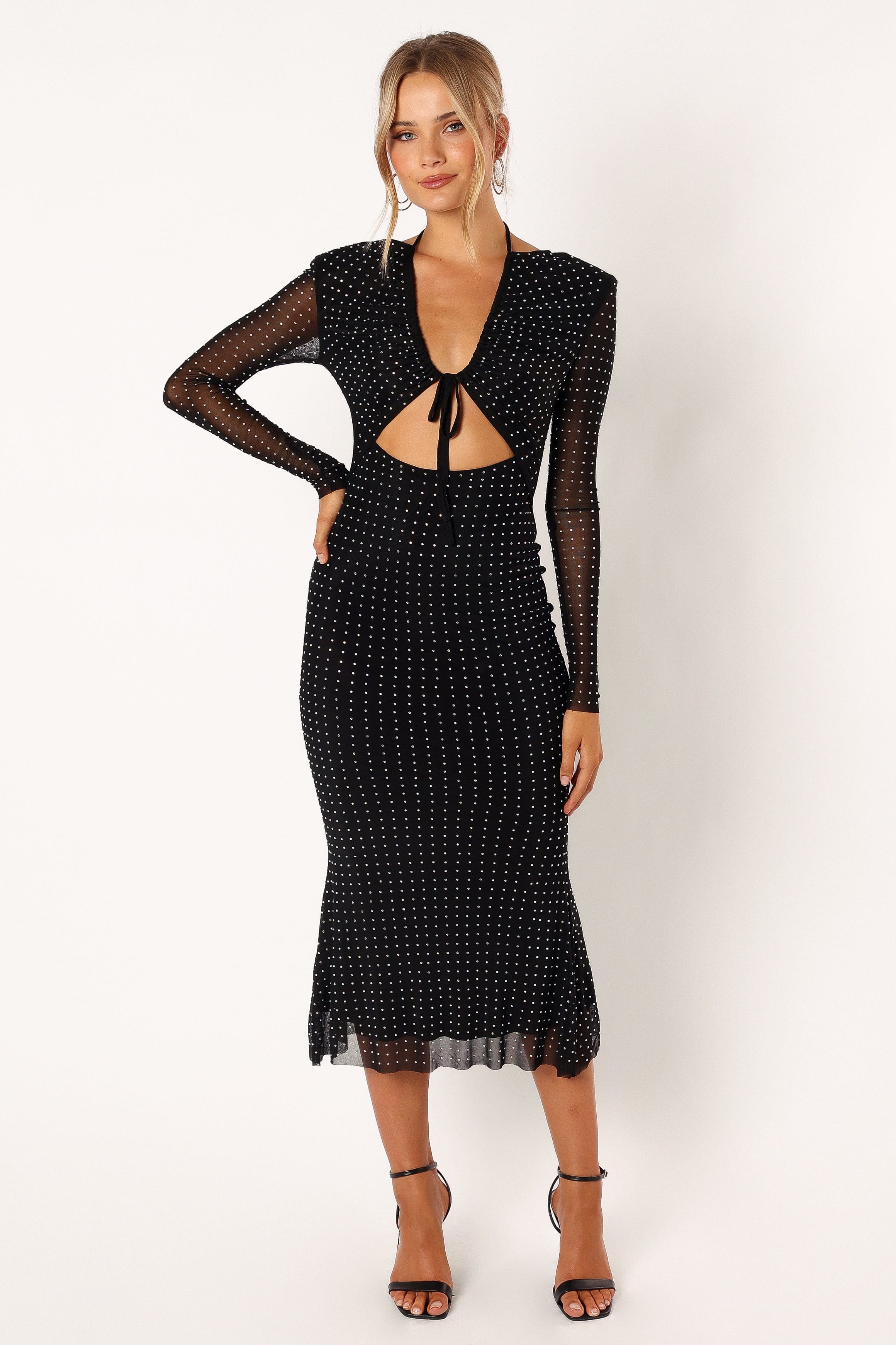 Petal and Pup USA DRESSES Salvatore Long Sleeve Midi Dress - Black
