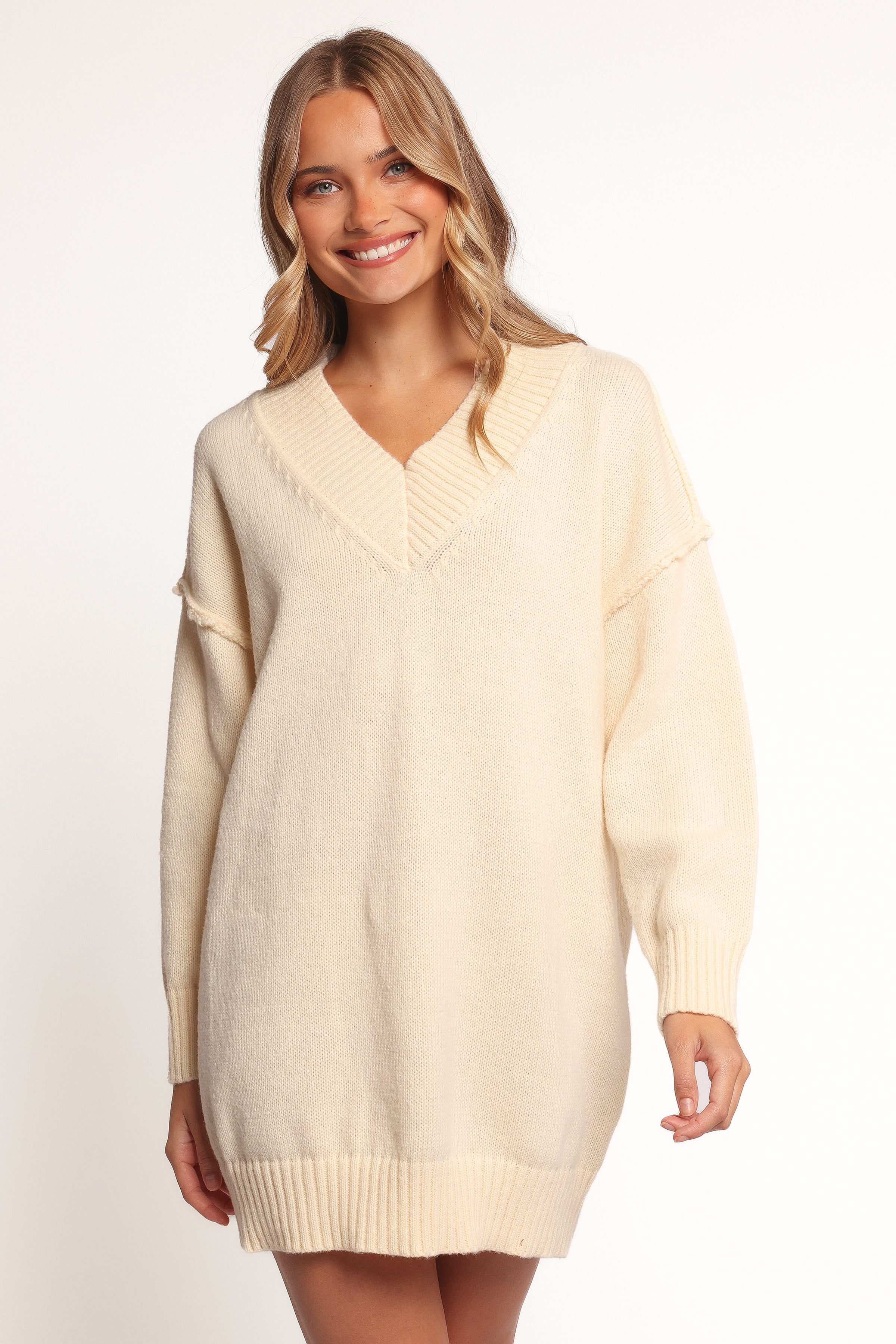 Petal and Pup USA DRESSES Sancia Knit Mini Dress - Cream