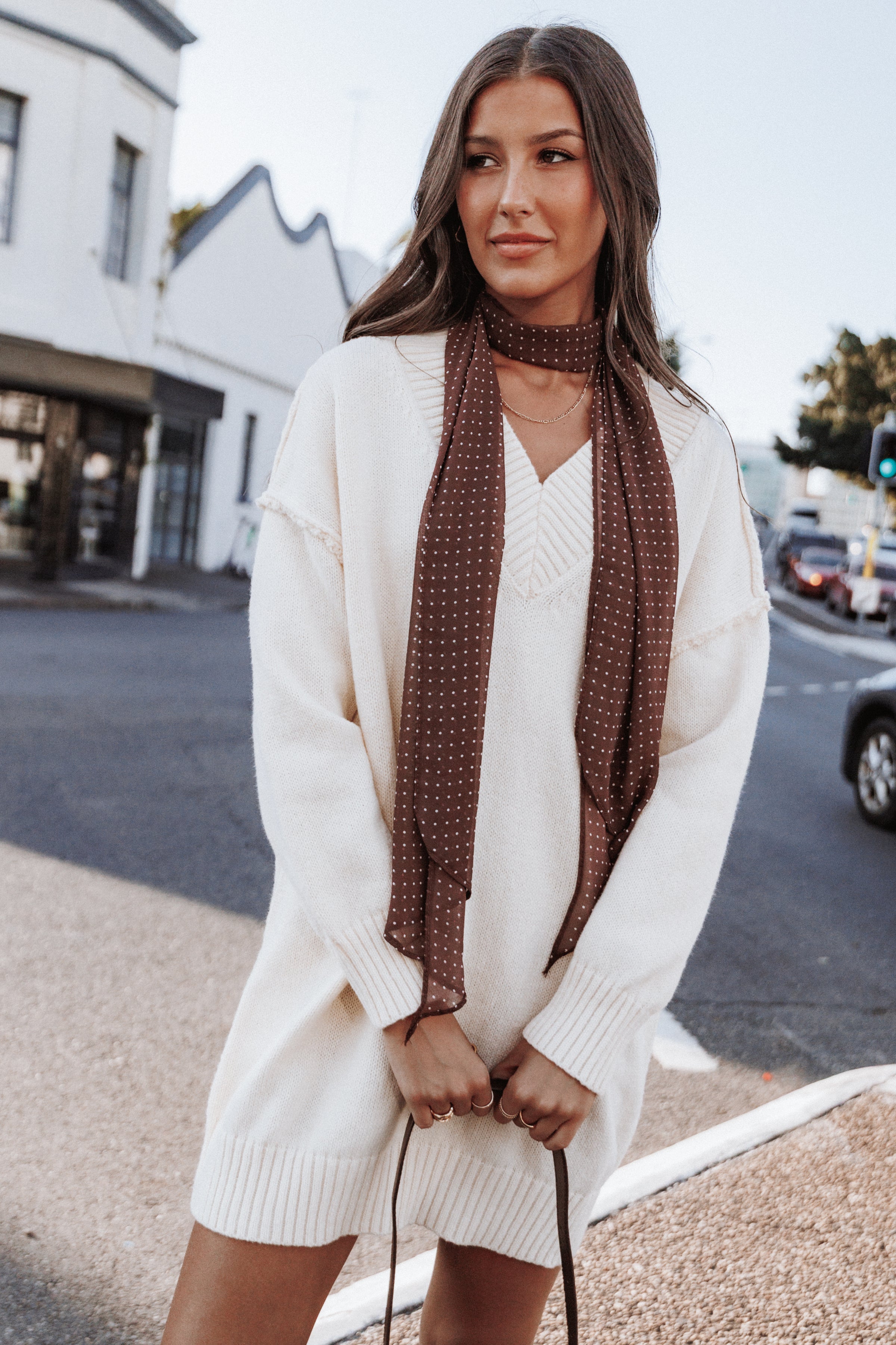 Petal and Pup USA DRESSES Sancia Knit Mini Dress - Cream