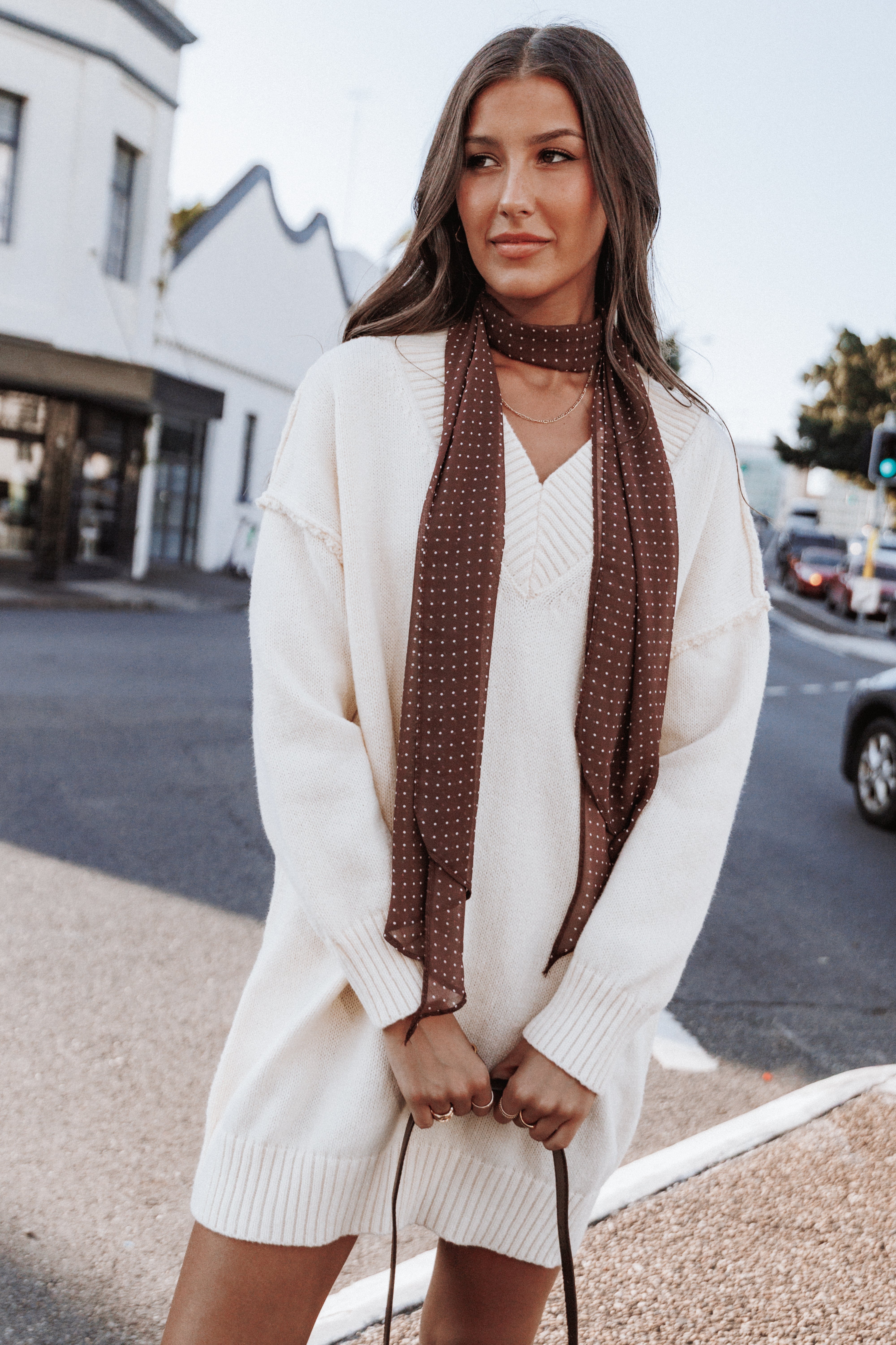 Petal and Pup USA DRESSES Sancia Knit Mini Dress - Cream