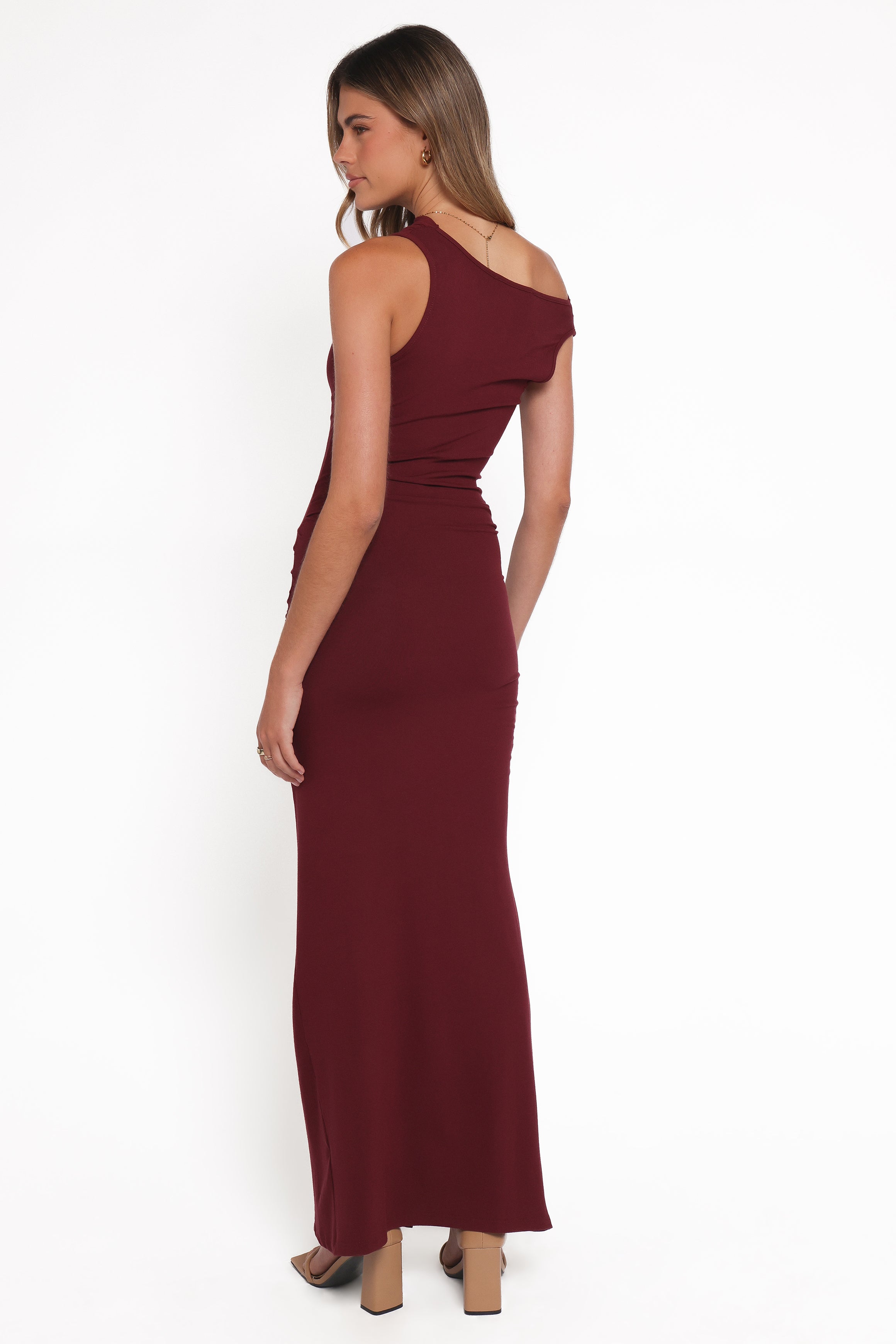 Petal and Pup USA DRESSES Sandara Off Shoulder Maxi Dress - Burgundy