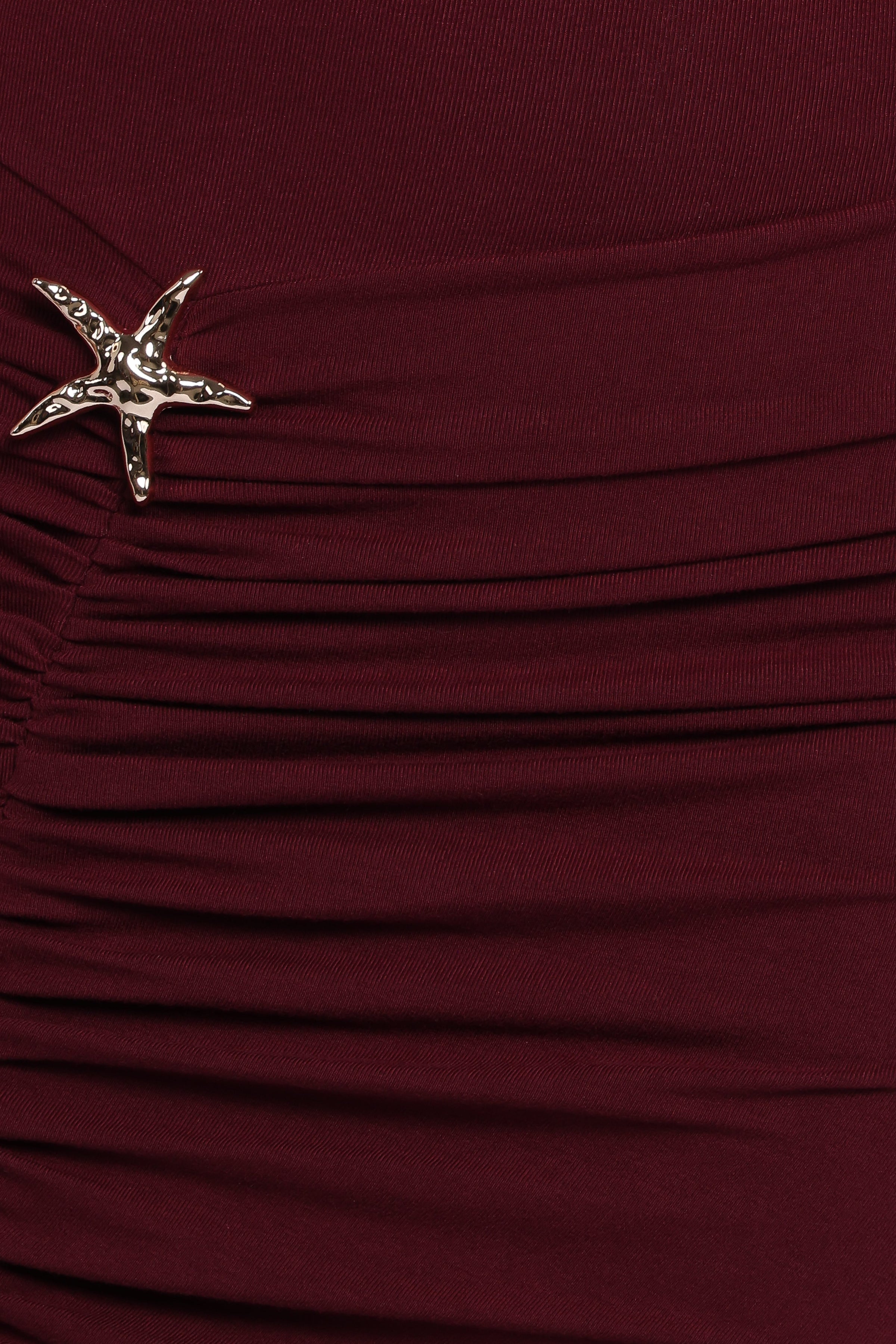 Petal and Pup USA DRESSES Sandara Off Shoulder Maxi Dress - Burgundy