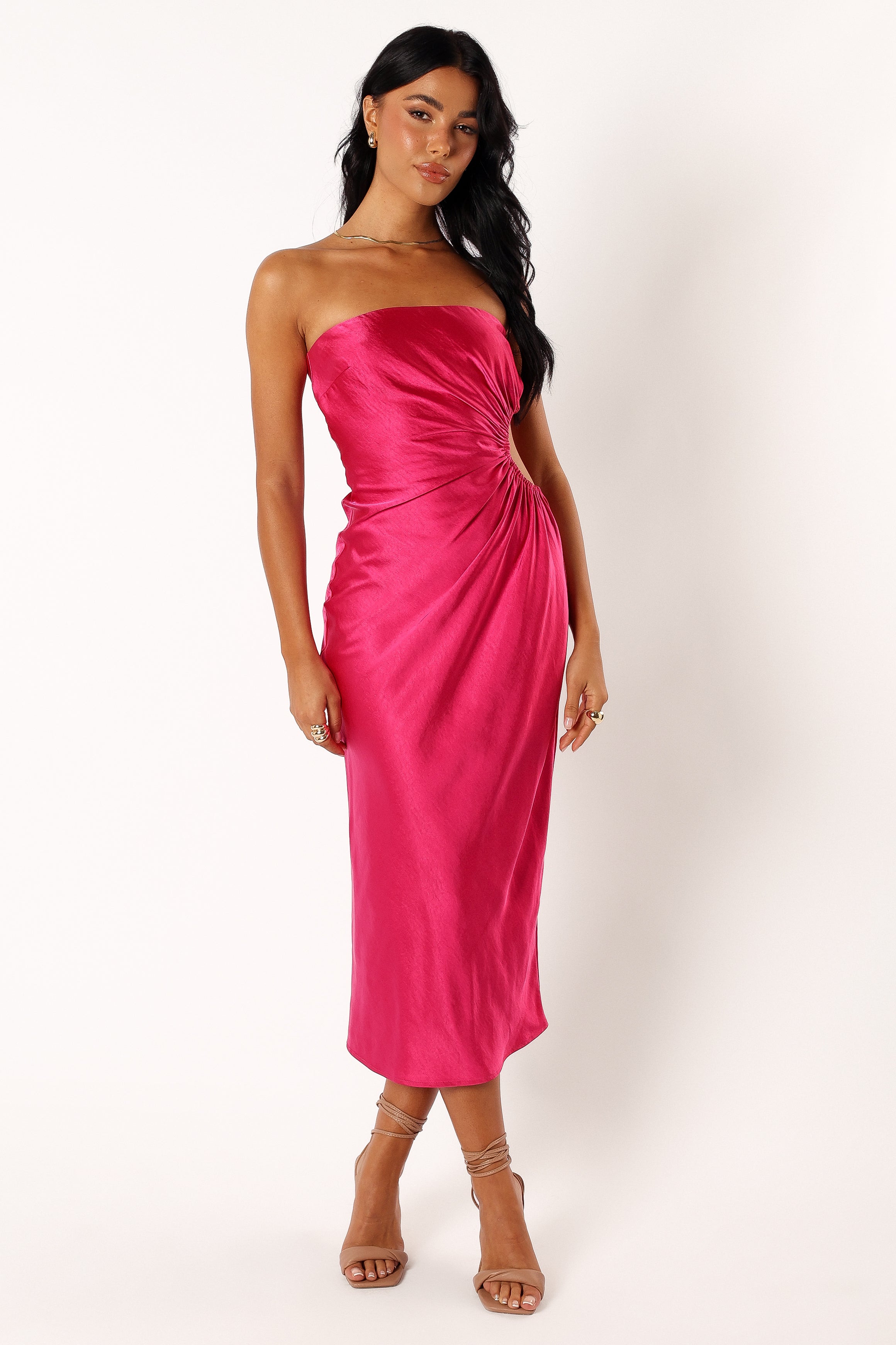 Petal and Pup USA DRESSES Saraya Midi Dress - Hot Pink