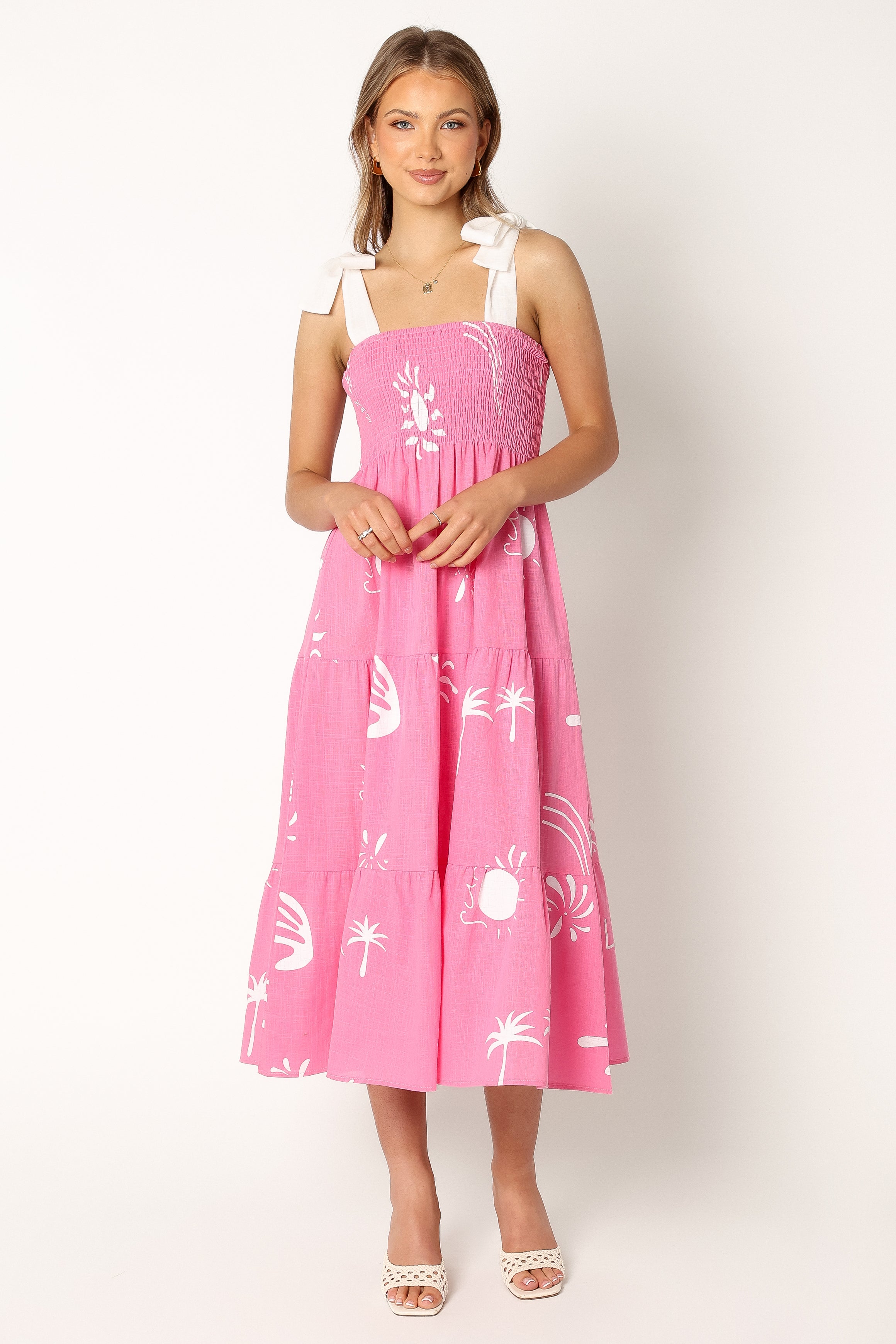 Petal and Pup USA DRESSES Sarelle Midi Dress - Hot Pink