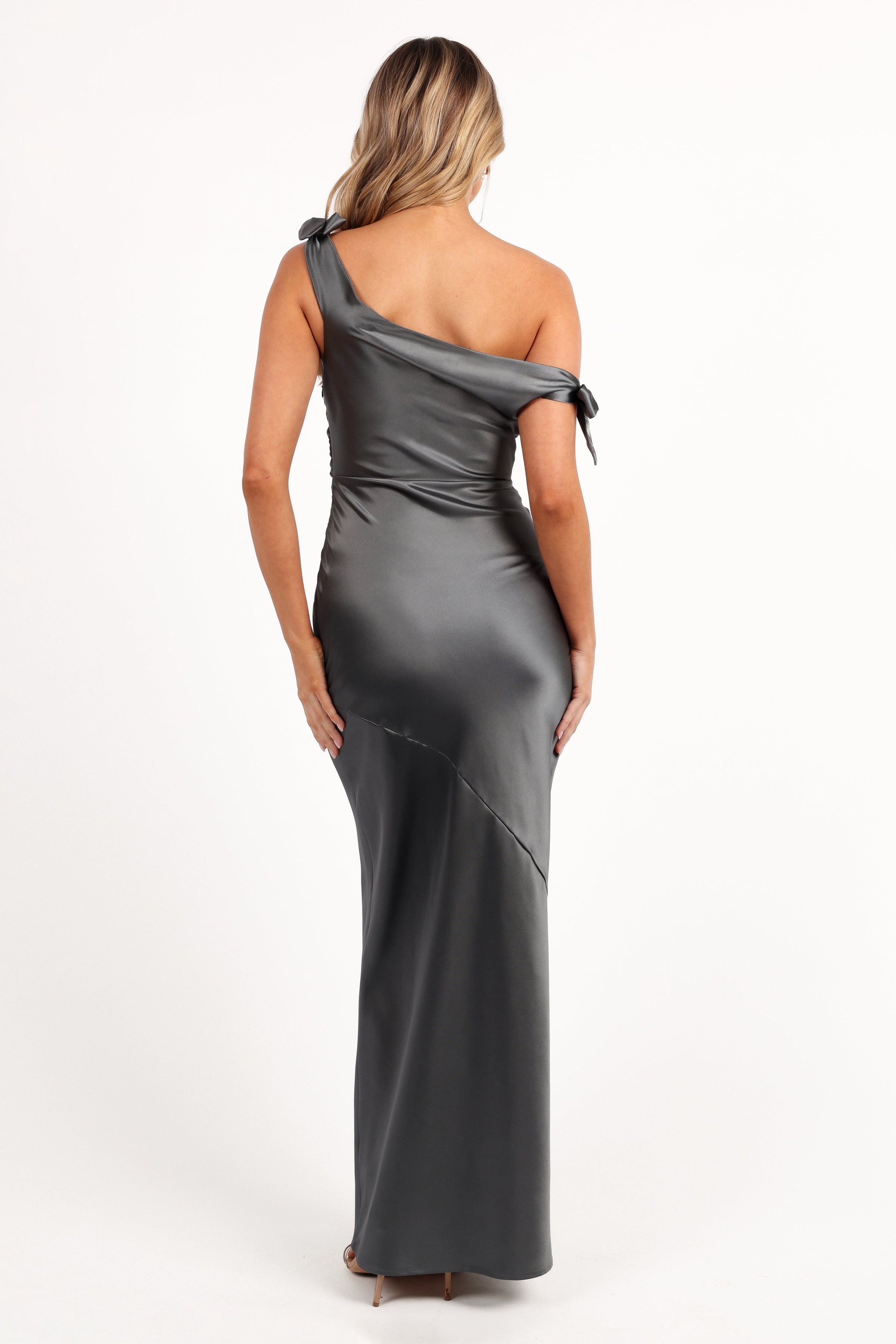 Petal and Pup USA DRESSES Selma Off Shoulder Maxi Dress - Steel Gray