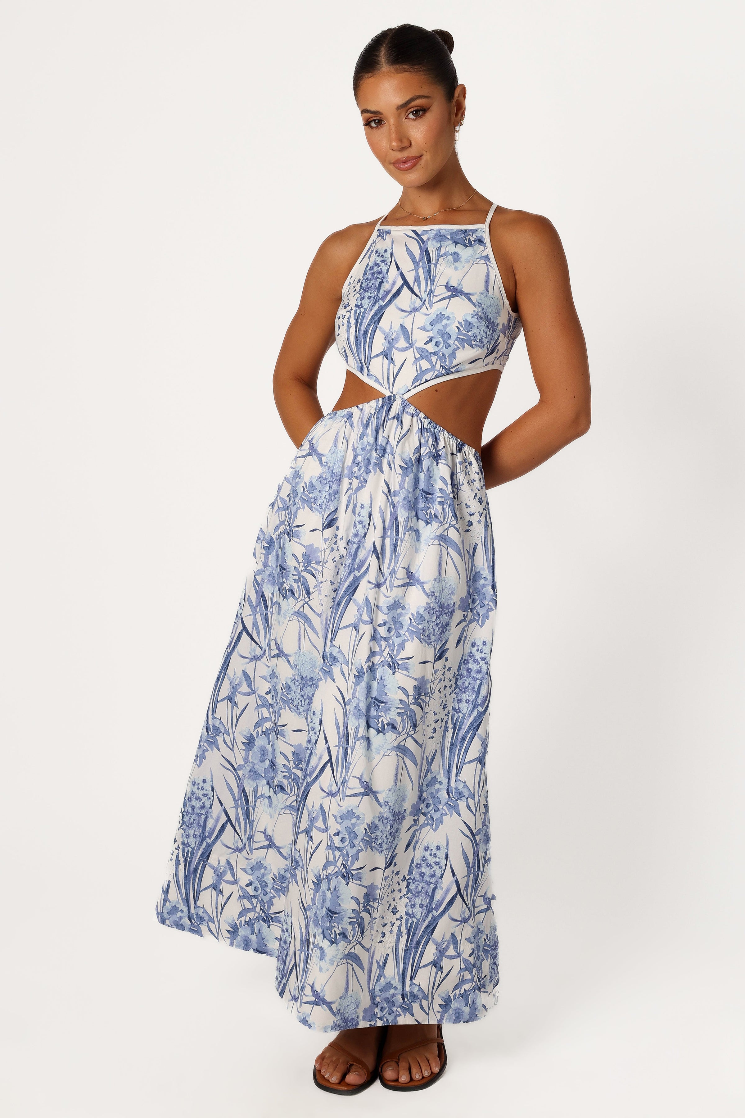 Petal and Pup USA DRESSES Sena Midi Dress - Blue Floral