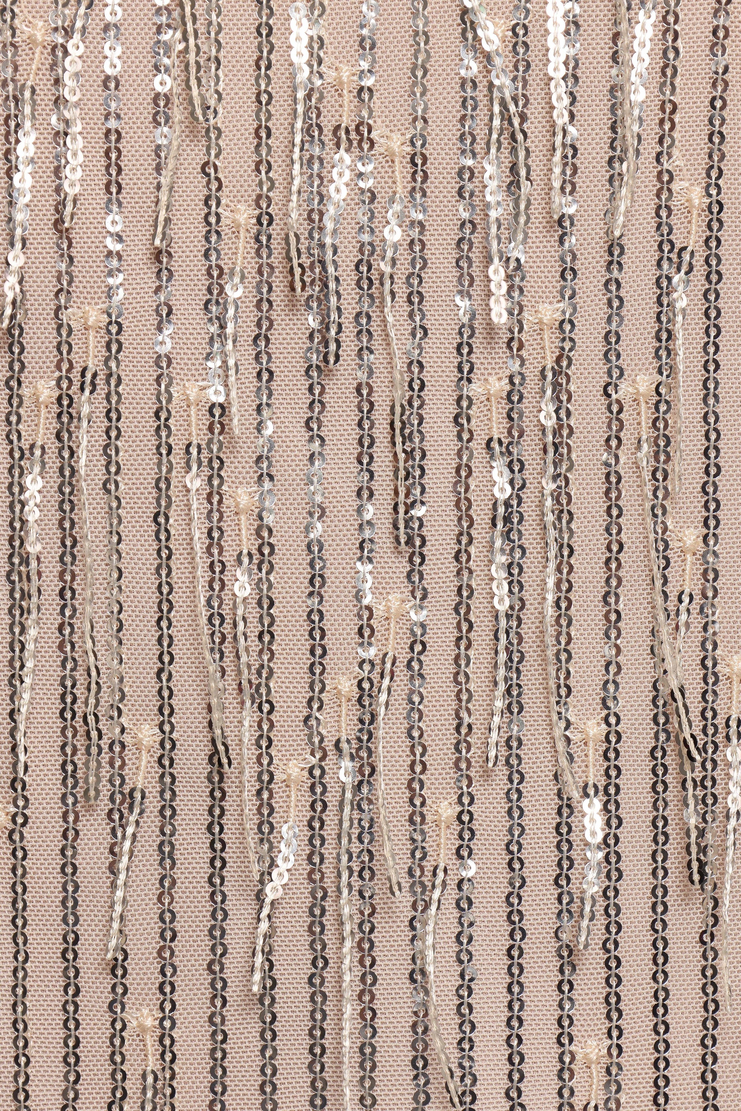Petal and Pup USA DRESSES Serena Sequin Mini Dress - Nude/Silver