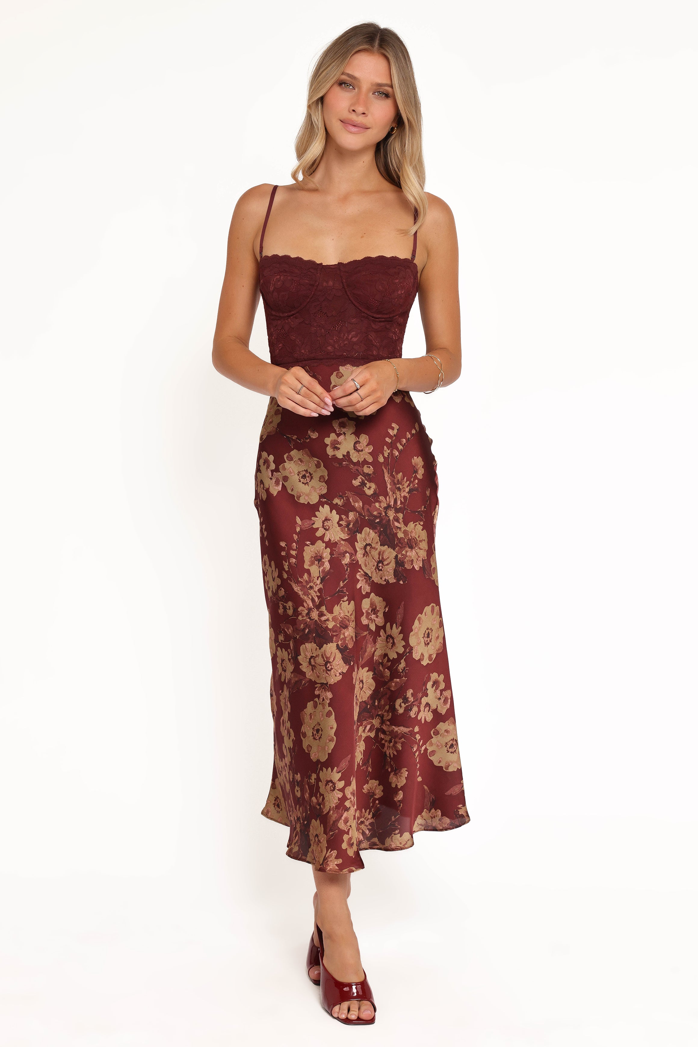 Petal and Pup USA DRESSES Shakira Midi Dress - Bronzed Merlot