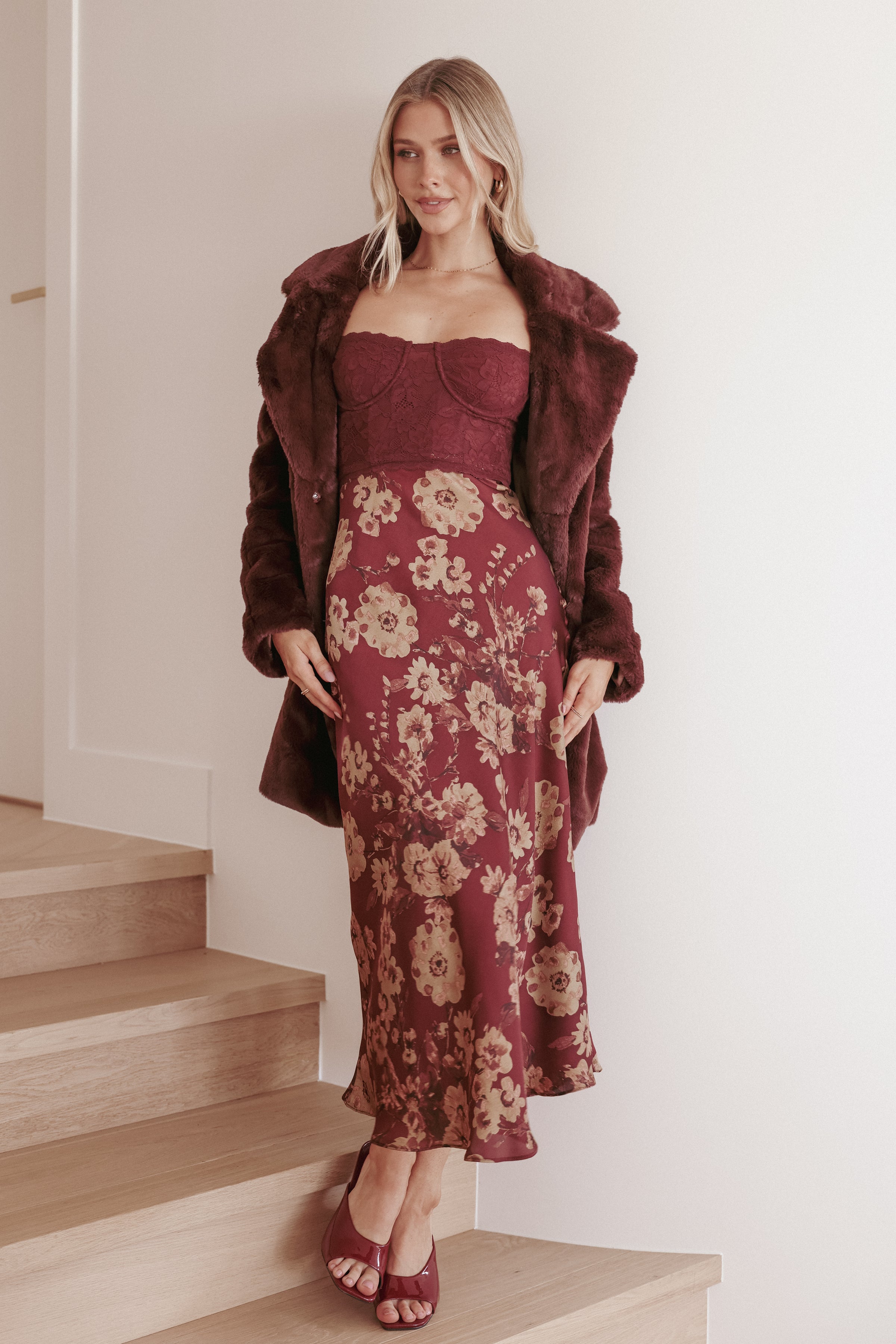 Petal and Pup USA DRESSES Shakira Midi Dress - Bronzed Merlot