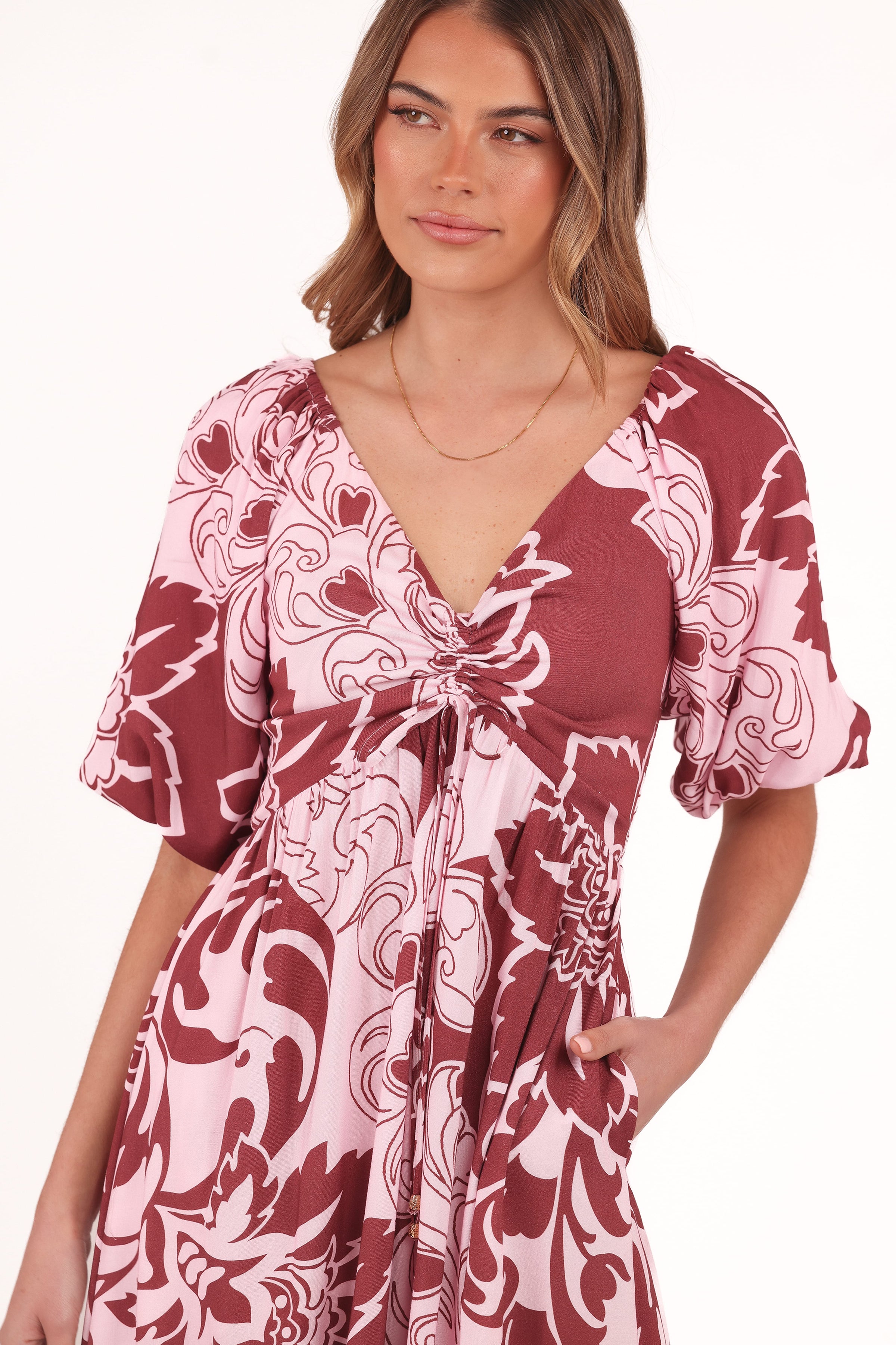 Petal and Pup USA DRESSES Shanae Maxi Dress - Pink Brown Paisley