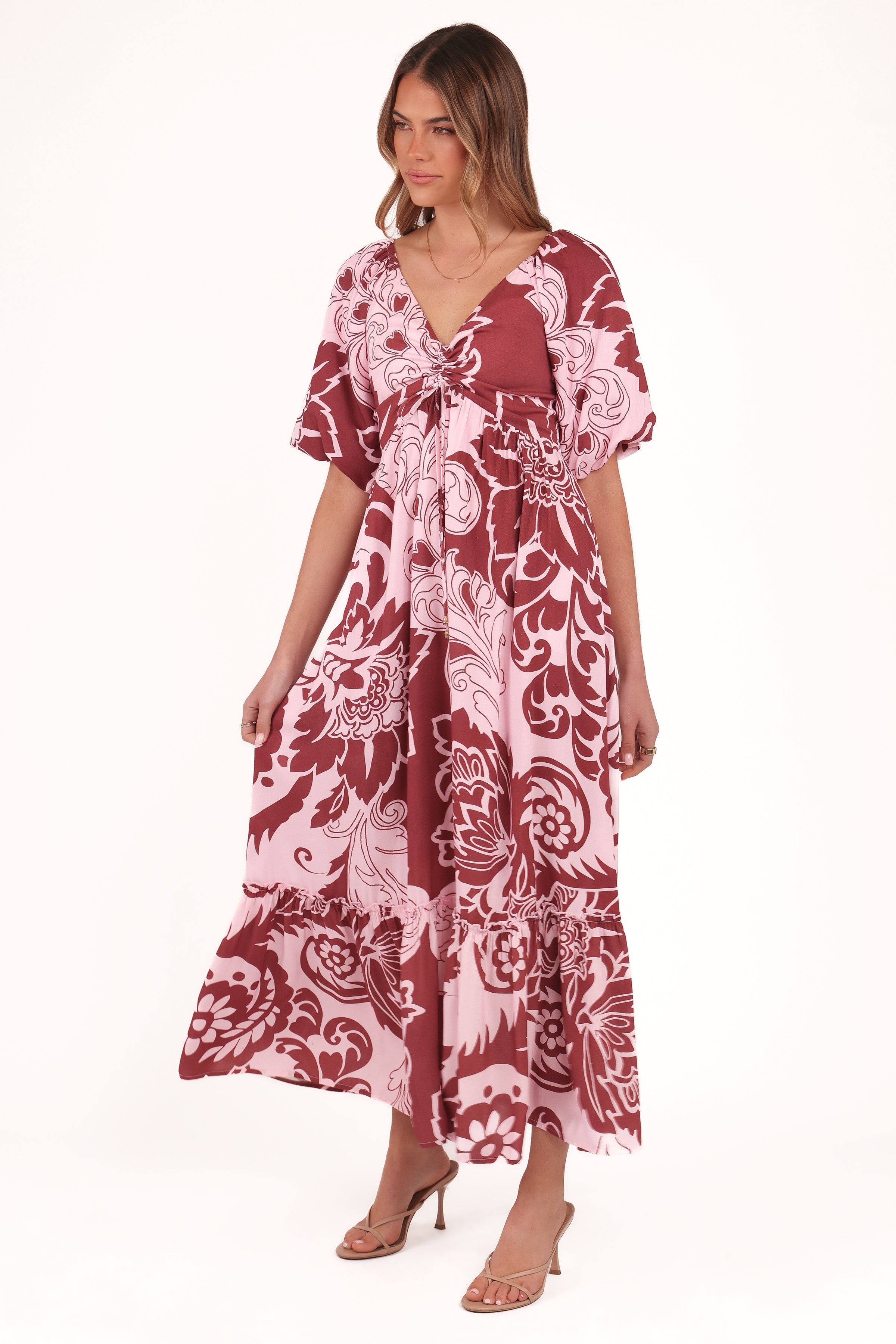 Petal and Pup USA DRESSES Shanae Maxi Dress - Pink Brown Paisley