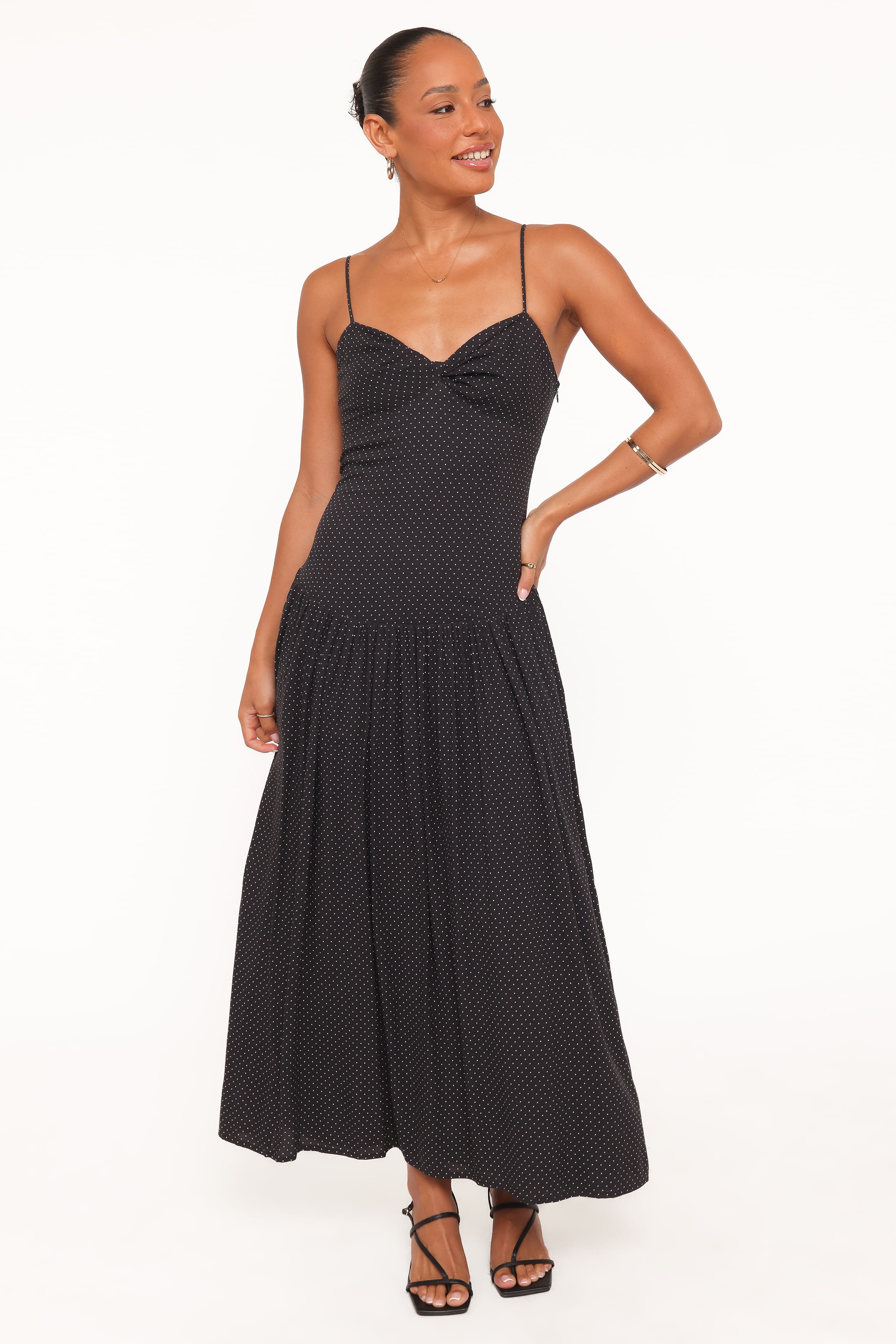 Petal and Pup USA DRESSES Shanice Maxi Dress - Black Polka Dot