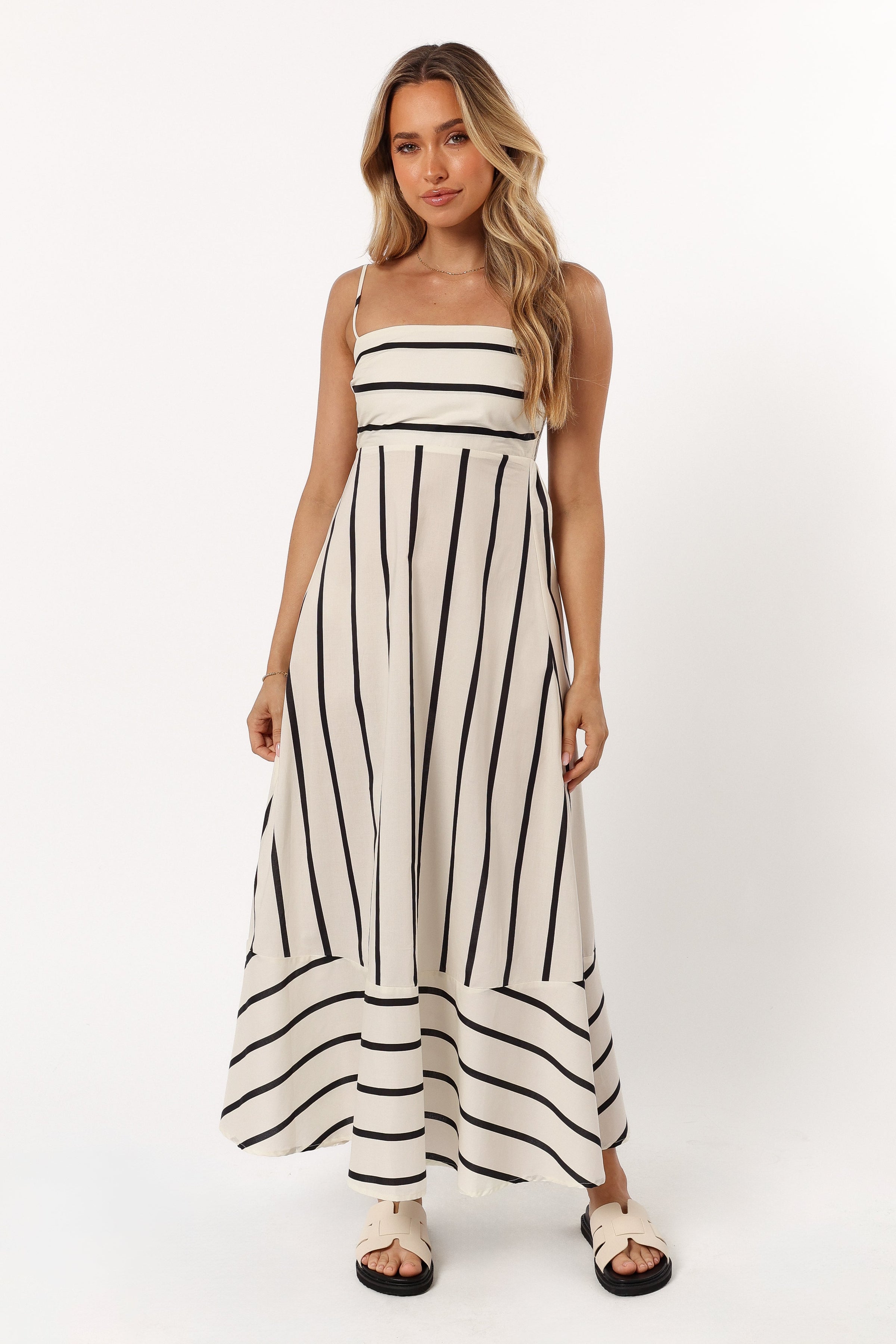 Petal and Pup USA DRESSES Shantelle Midi Dress - Cream Stripe