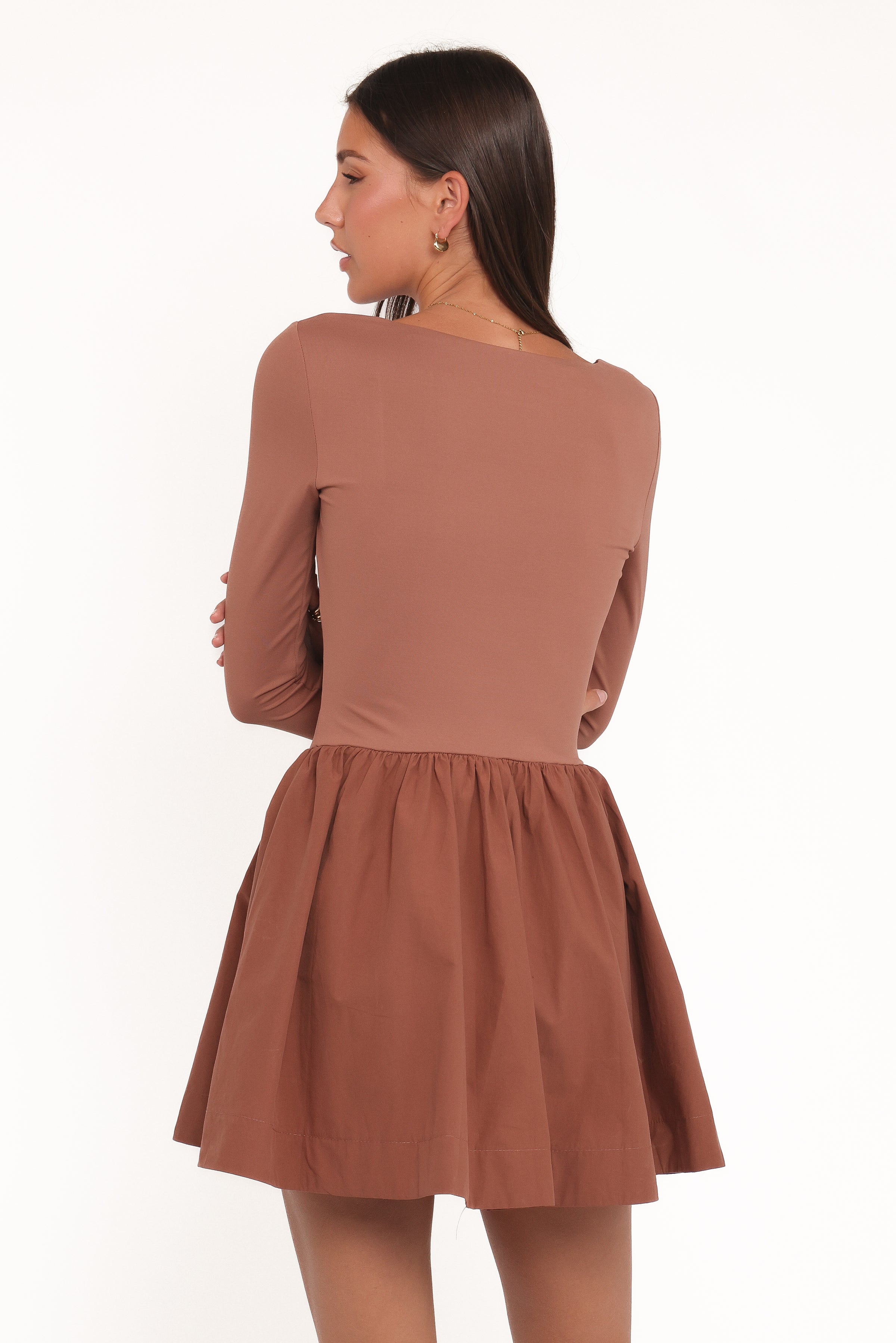 Petal and Pup USA DRESSES Sheena Long Sleeve Mini Dress - Mocha