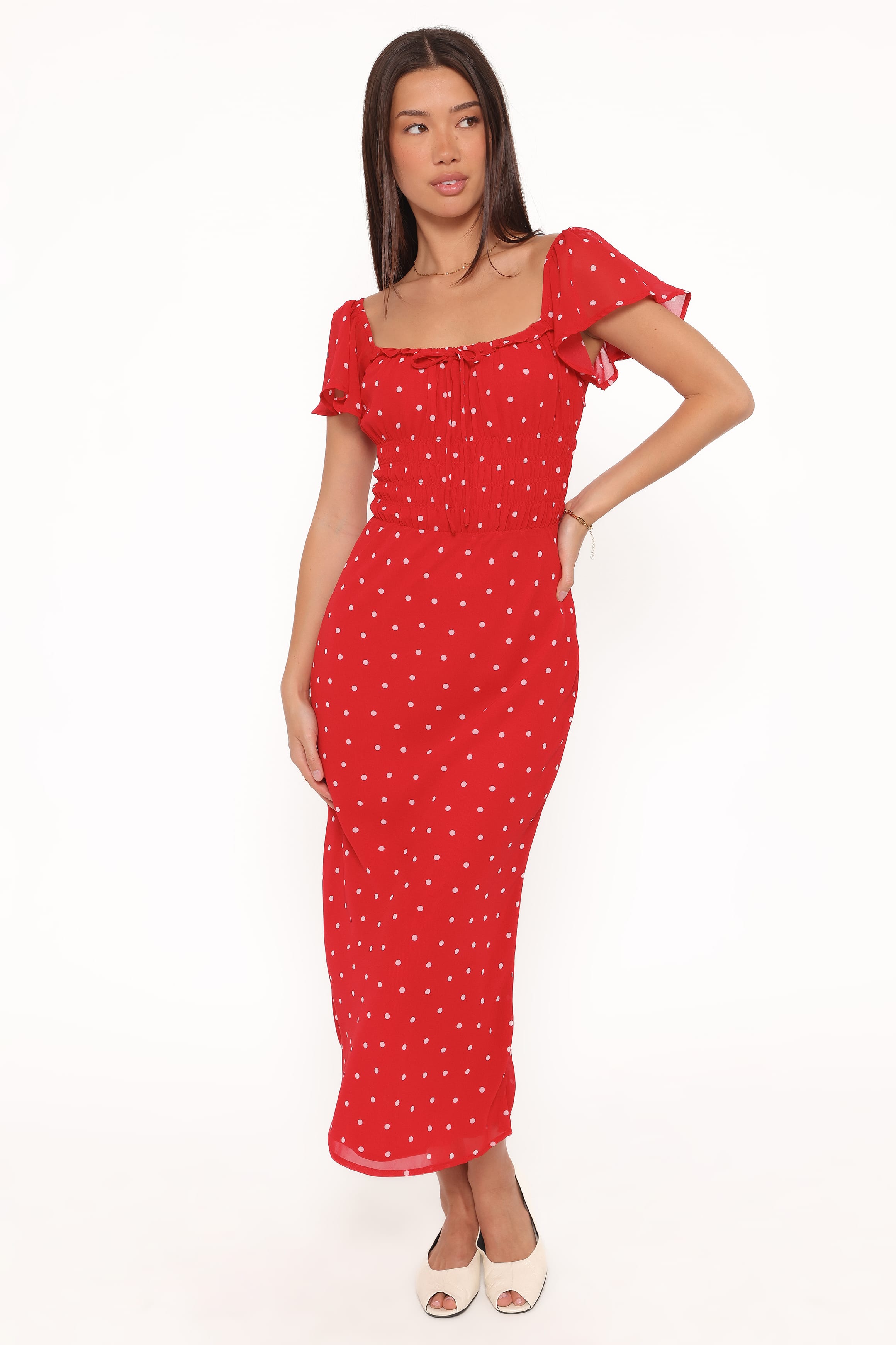 Petal and Pup USA DRESSES Sherrie Maxi Dress - Red Polka Dot