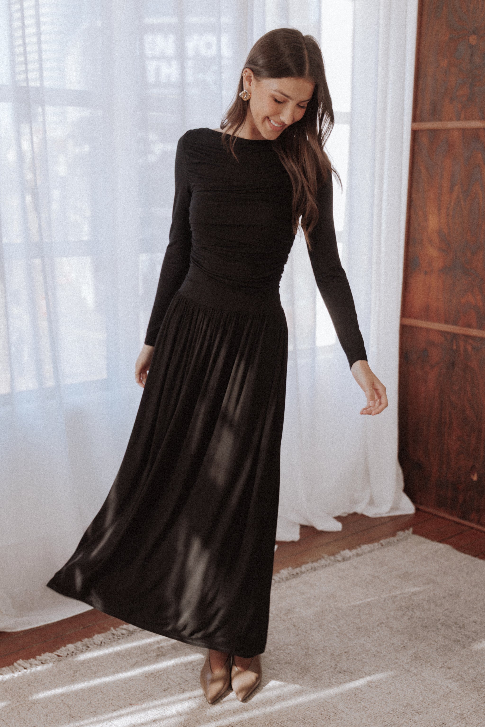 maxi black dress long sleeves BlackMilk | Limited Wuthering Heights Pieces | Abyss Lace Long Sleeve Velvet Maxi Dress | Black