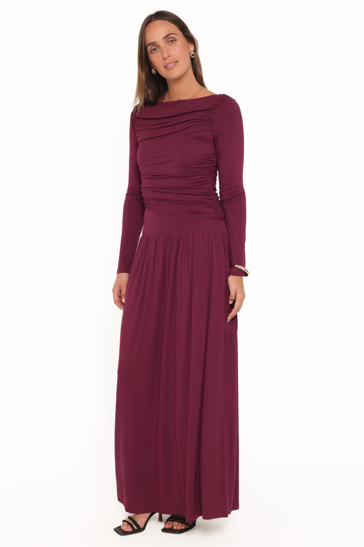 Petal and Pup USA DRESSES Shirley Long Sleeve Maxi Dress - Burgundy