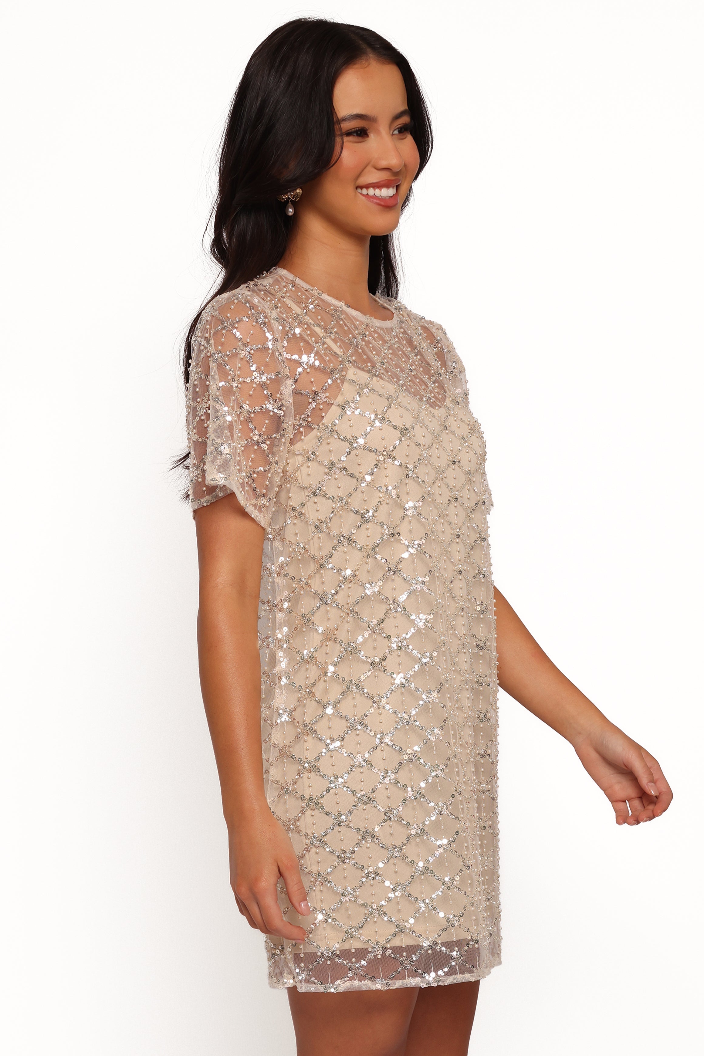 Petal and Pup USA DRESSES Silvie Mini Dress - Light Taupe