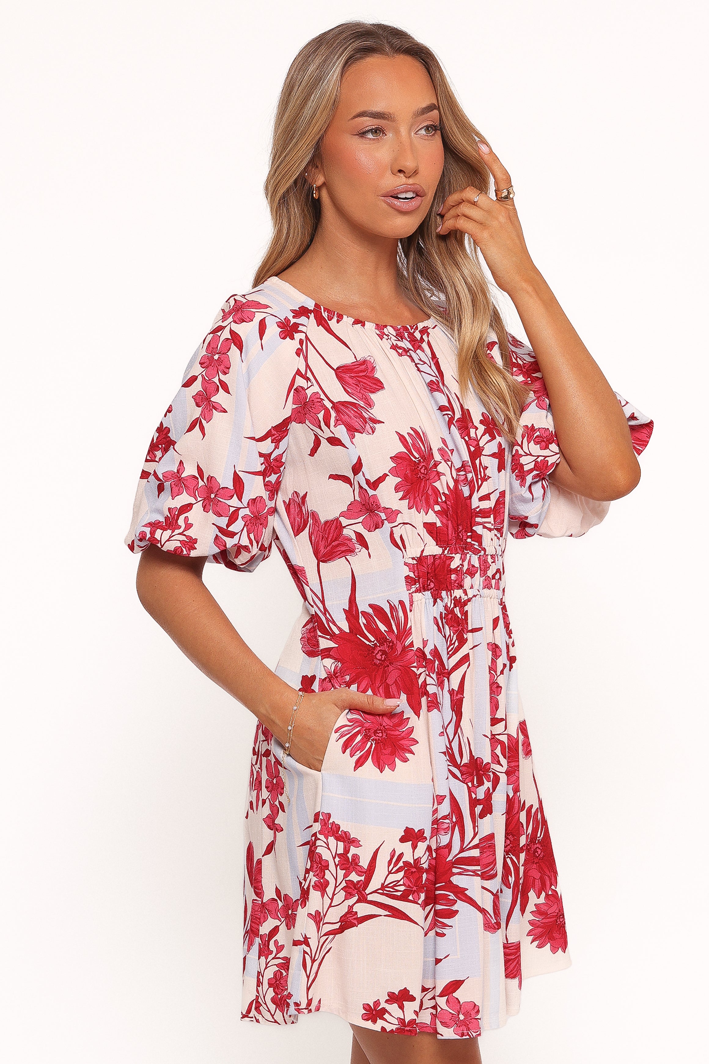 Petal and Pup USA DRESSES Simmons Mini Dress - Fuchsia Floral