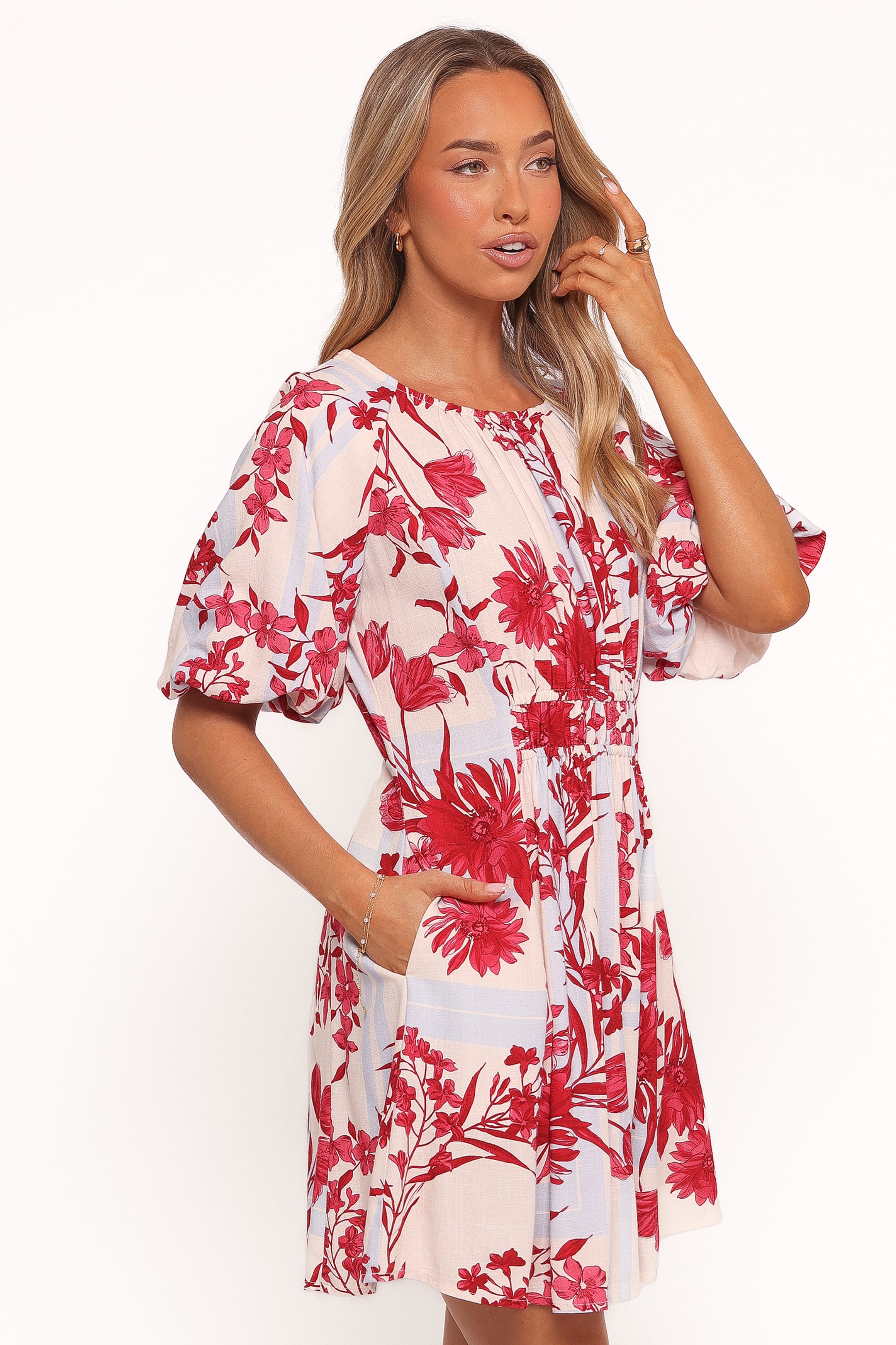 Petal and Pup USA DRESSES Simmons Mini Dress - Fuchsia Floral