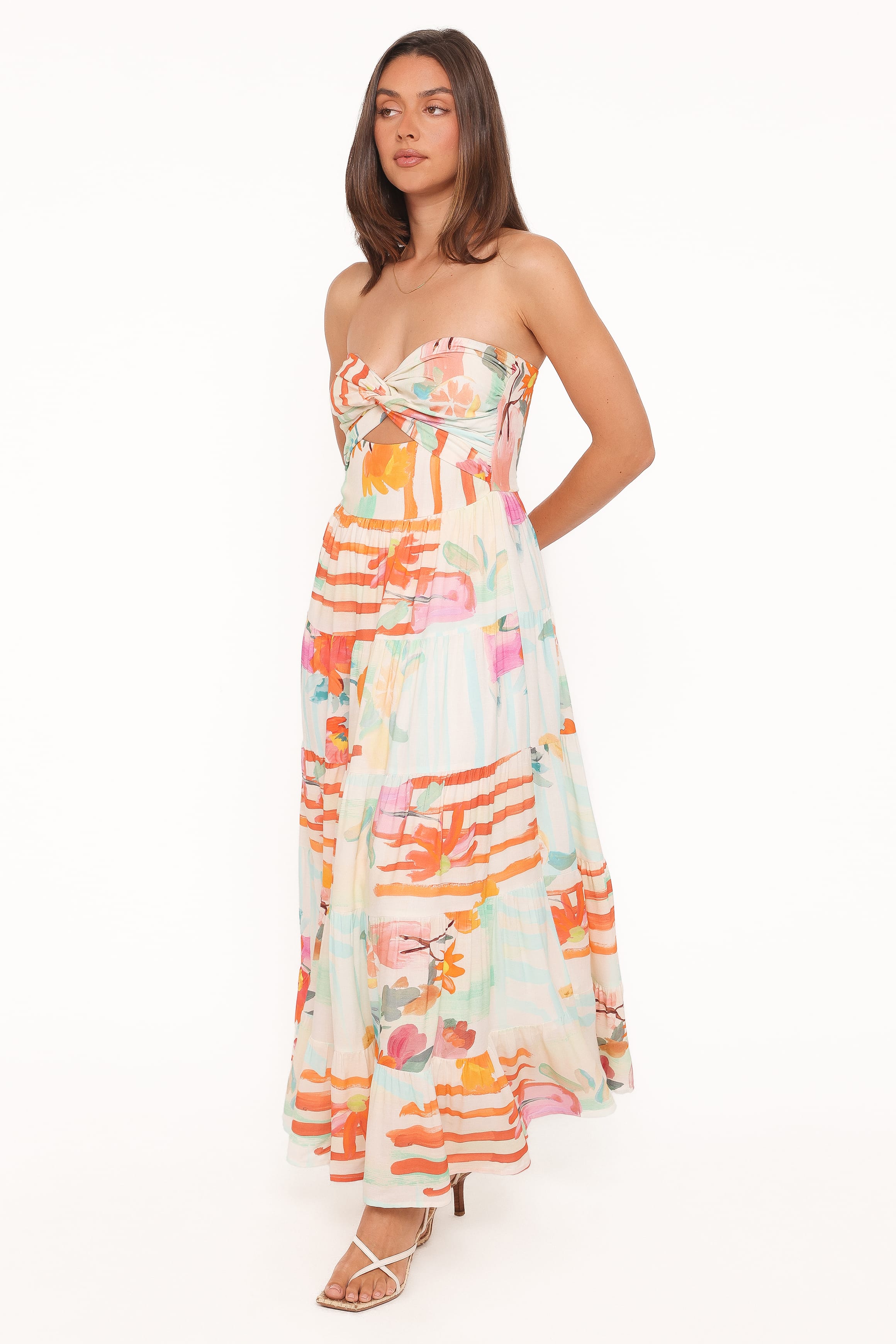 Petal and Pup USA DRESSES Sitara Strapless Midi Dress - Blue Alfresco Floral