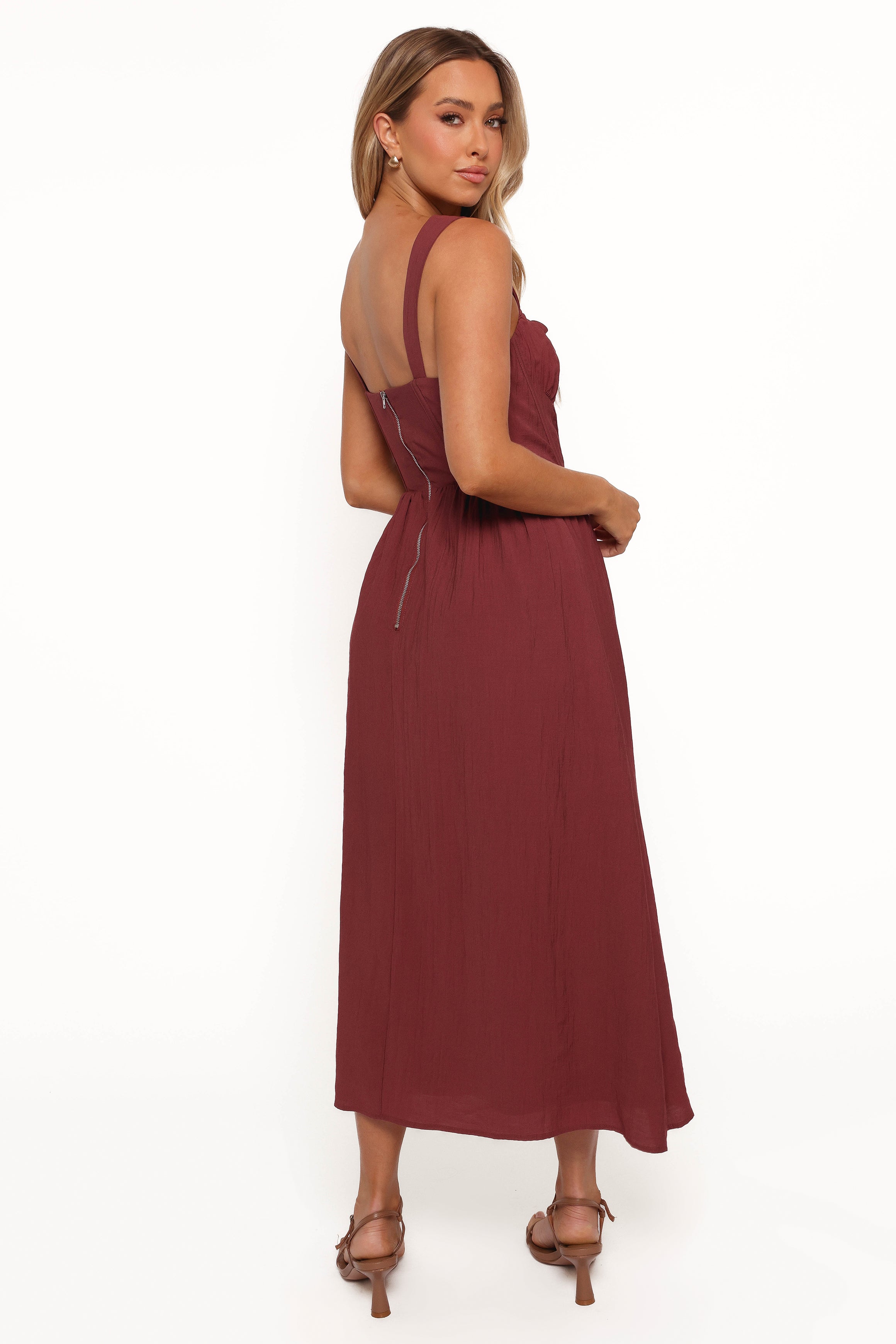 Petal and Pup USA DRESSES Sofie Midi Dress - Brick