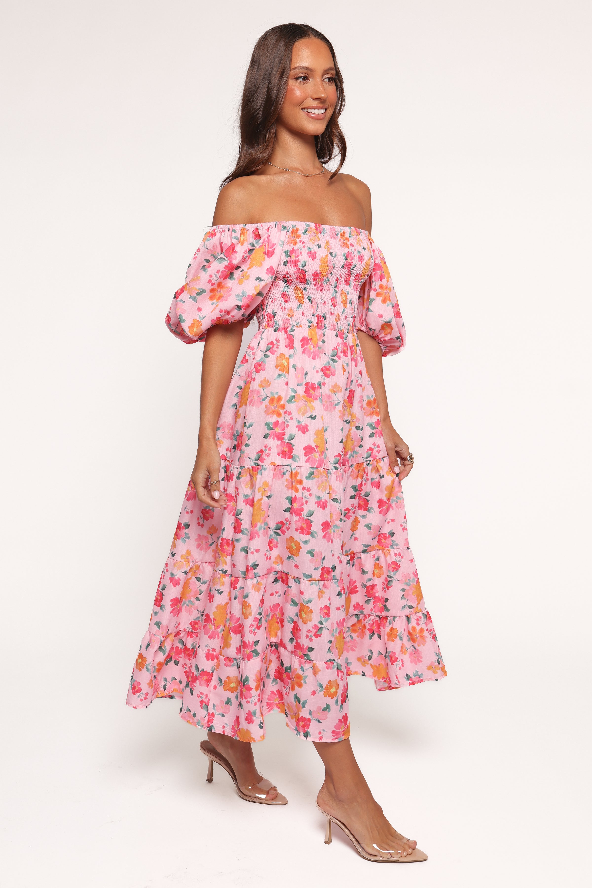 Petal and Pup USA DRESSES Soliel Midi Dress - Pink Floral