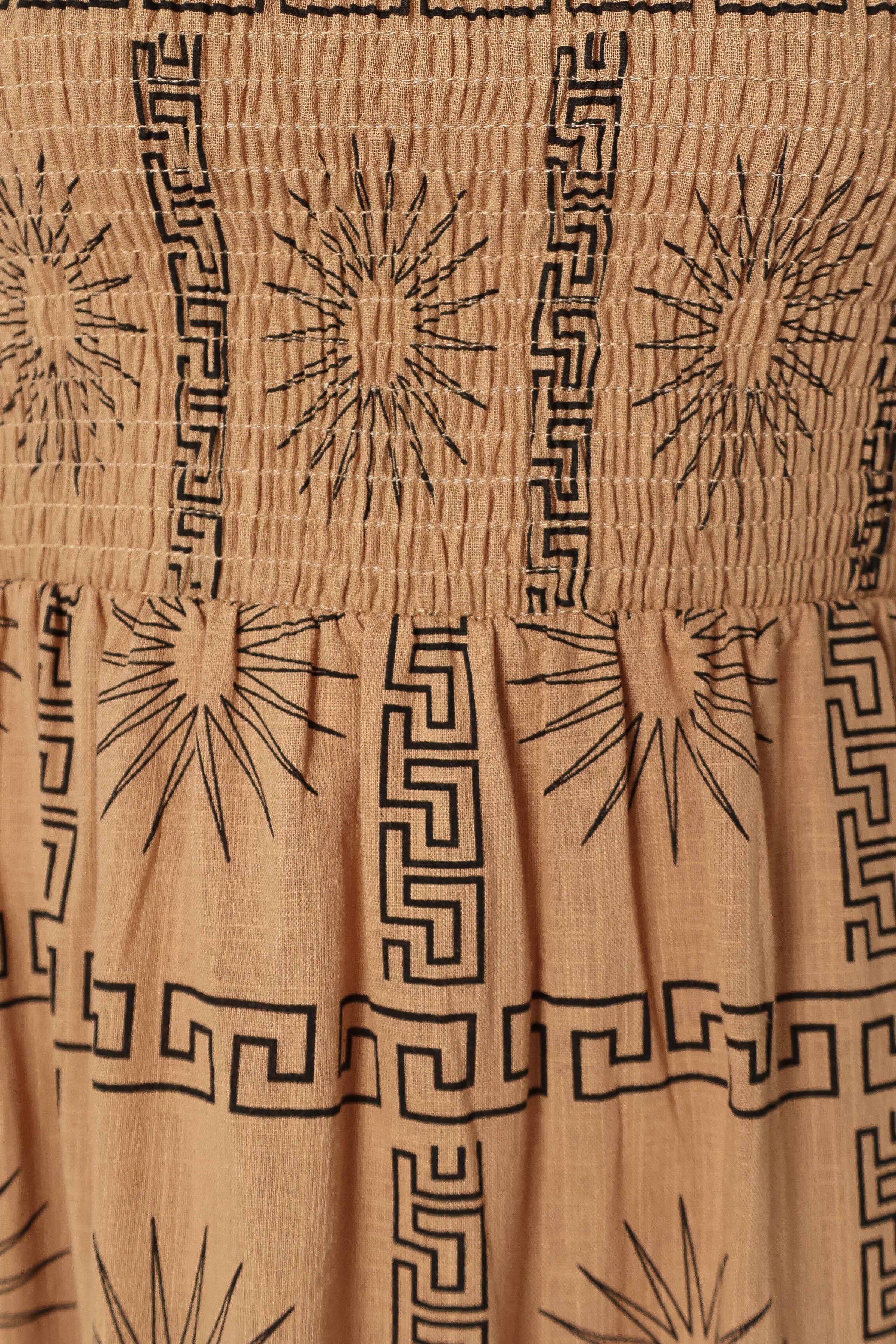 Petal and Pup USA DRESSES Soliel Puff Sleeve Midi Dress - Tan Black