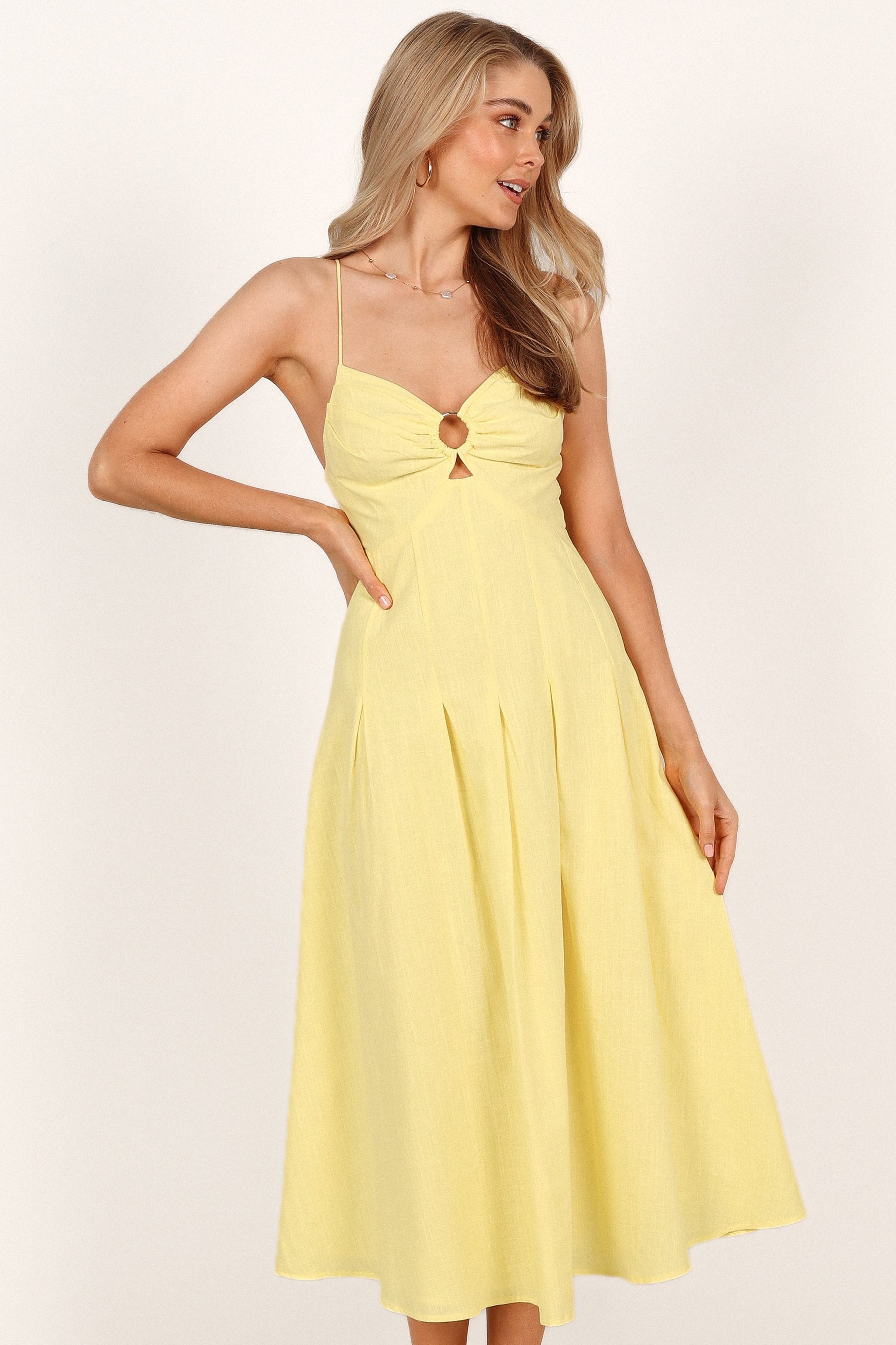 Petal and Pup USA DRESSES Sondera Midi Dress - Yellow