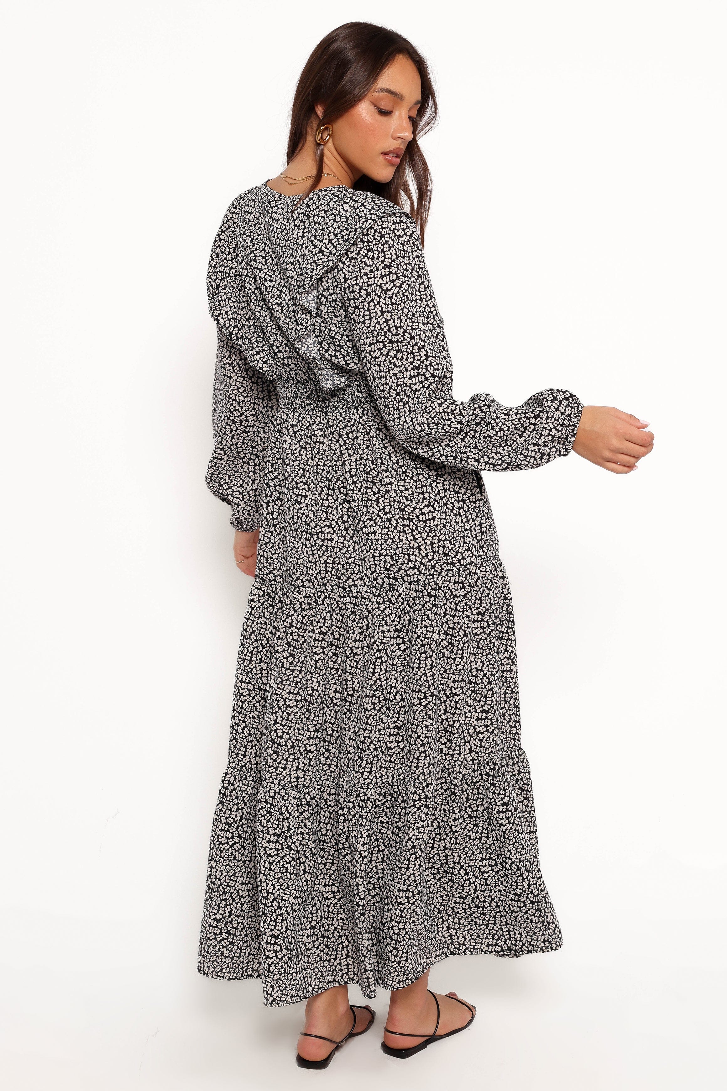 Petal and Pup USA DRESSES Sophie Long Sleeve Maxi Dress - Black/Ivory (Hold for Rack)