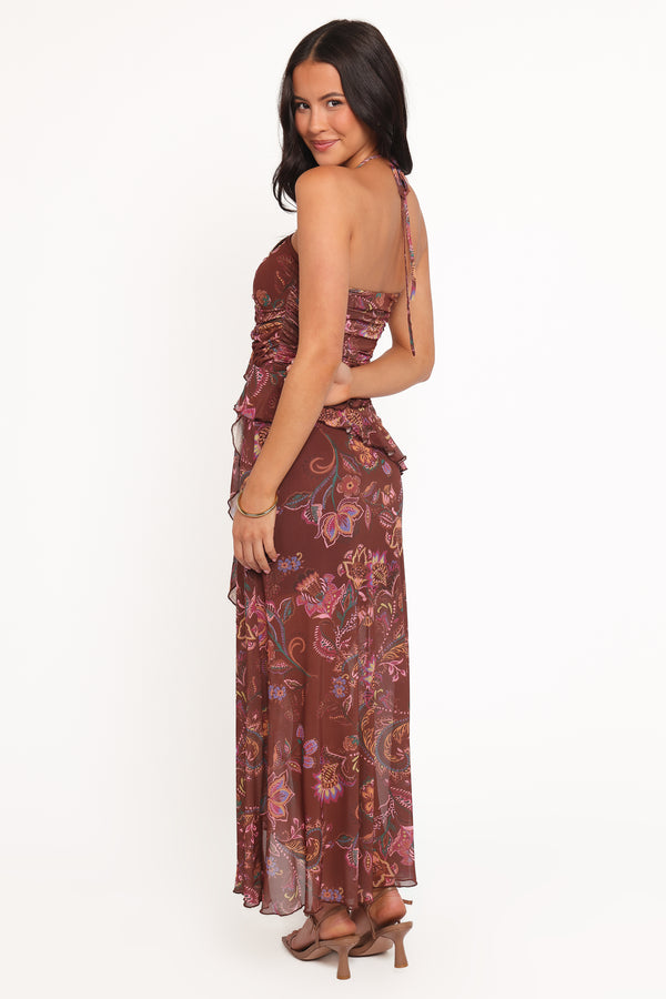 Petal and Pup USA DRESSES Sorbet Midi Dress - Brown Floral