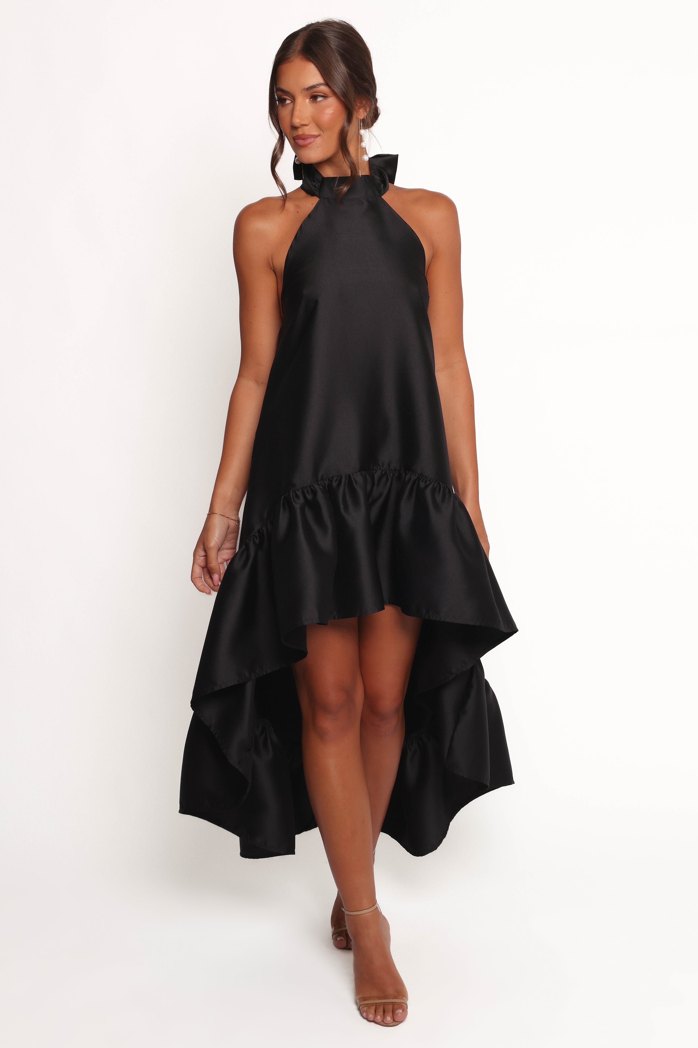 Petal and Pup USA DRESSES Soren Halterneck Midi Dress - Black