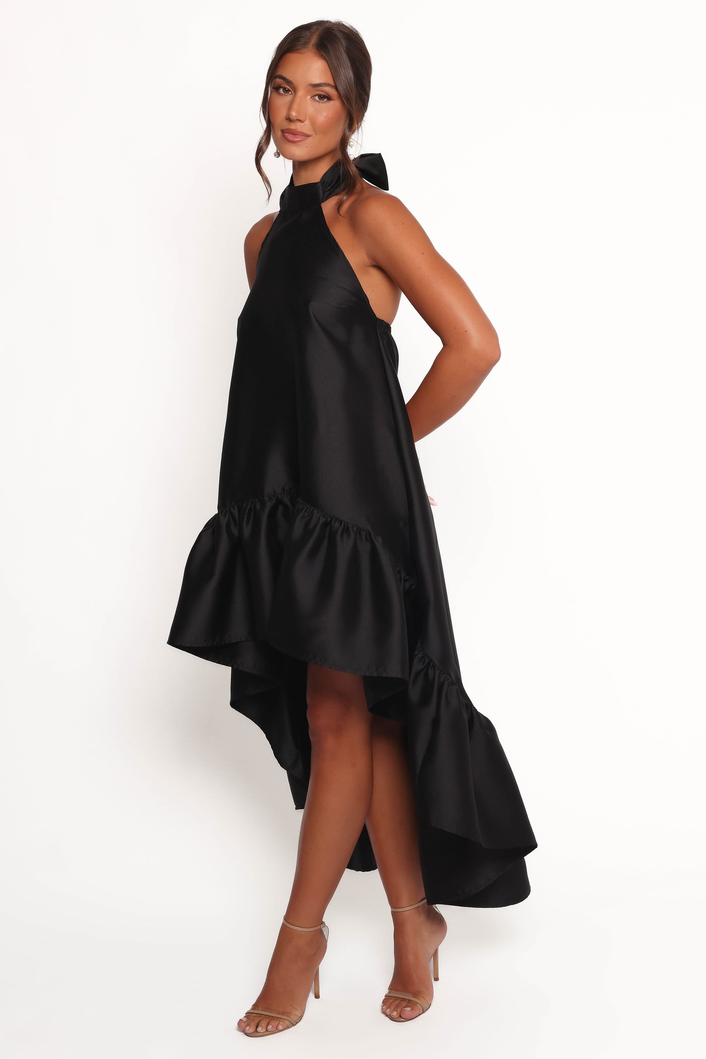 Petal and Pup USA DRESSES Soren Halterneck Midi Dress - Black