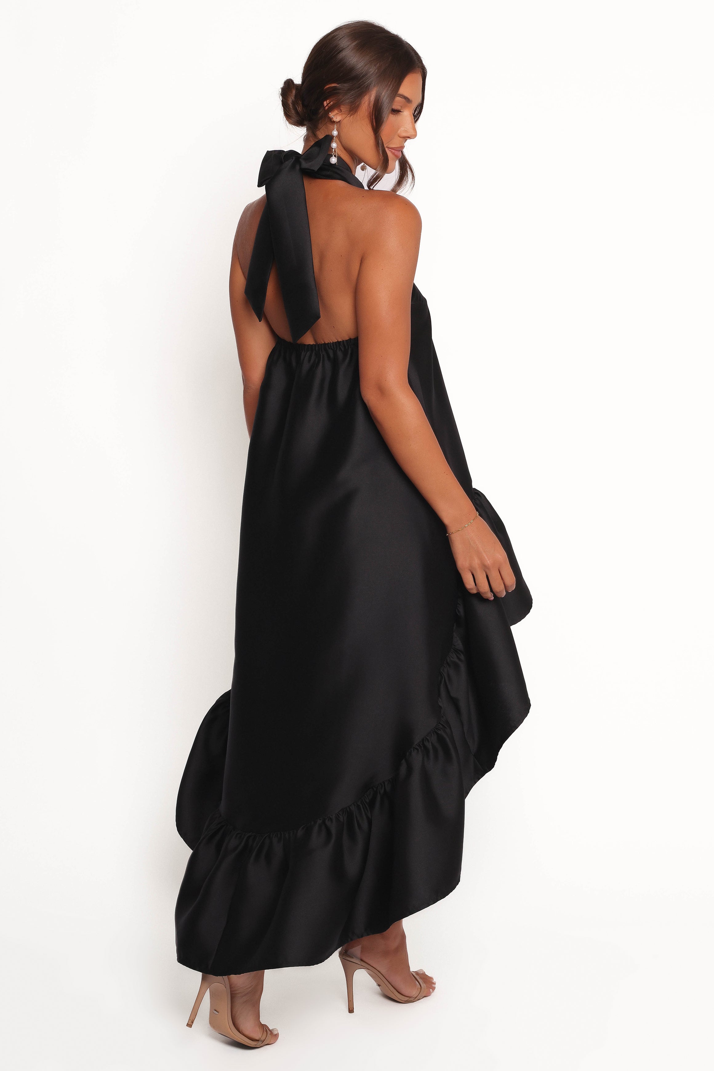 Petal and Pup USA DRESSES Soren Halterneck Midi Dress - Black