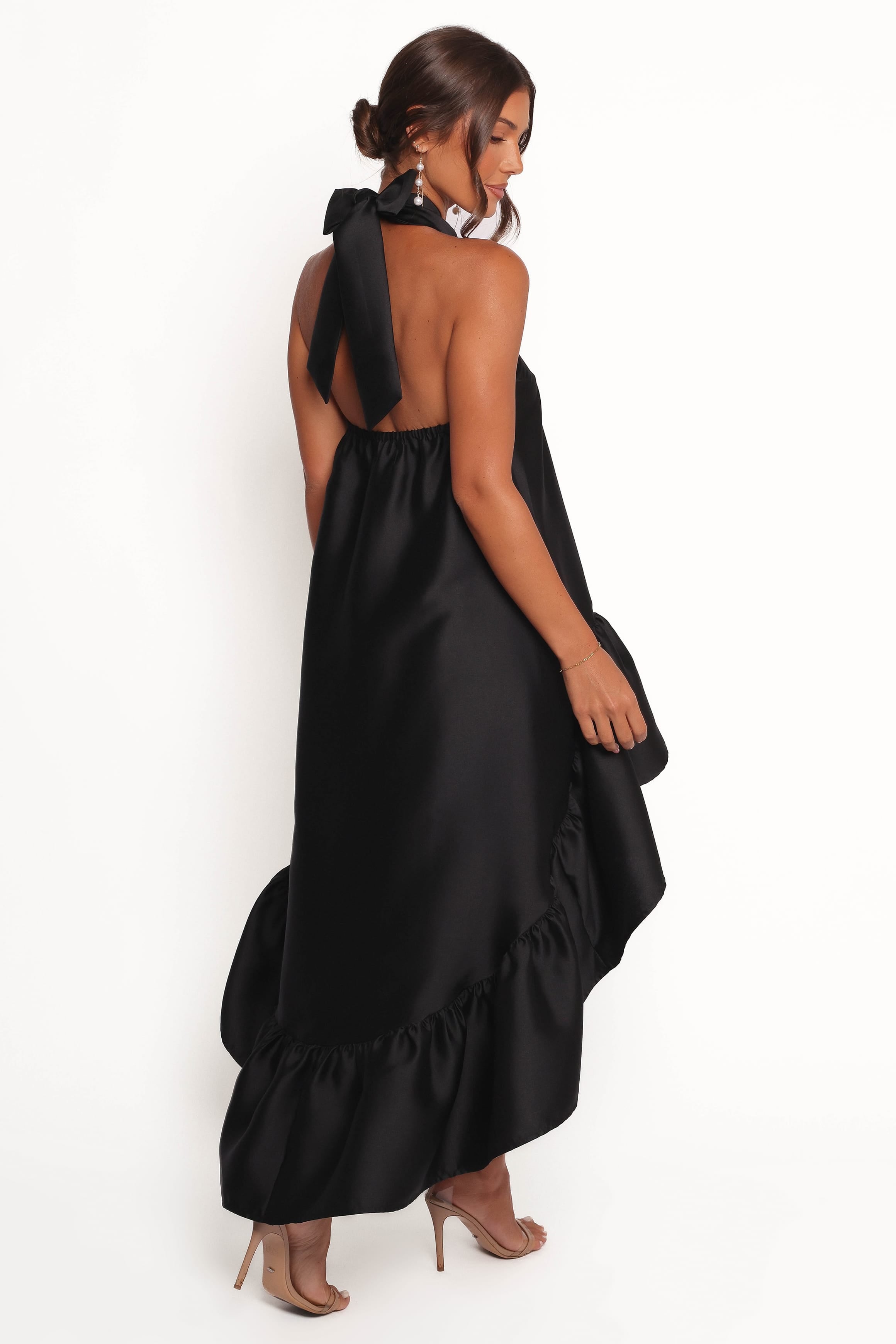 Petal and Pup USA DRESSES Soren Halterneck Midi Dress - Black