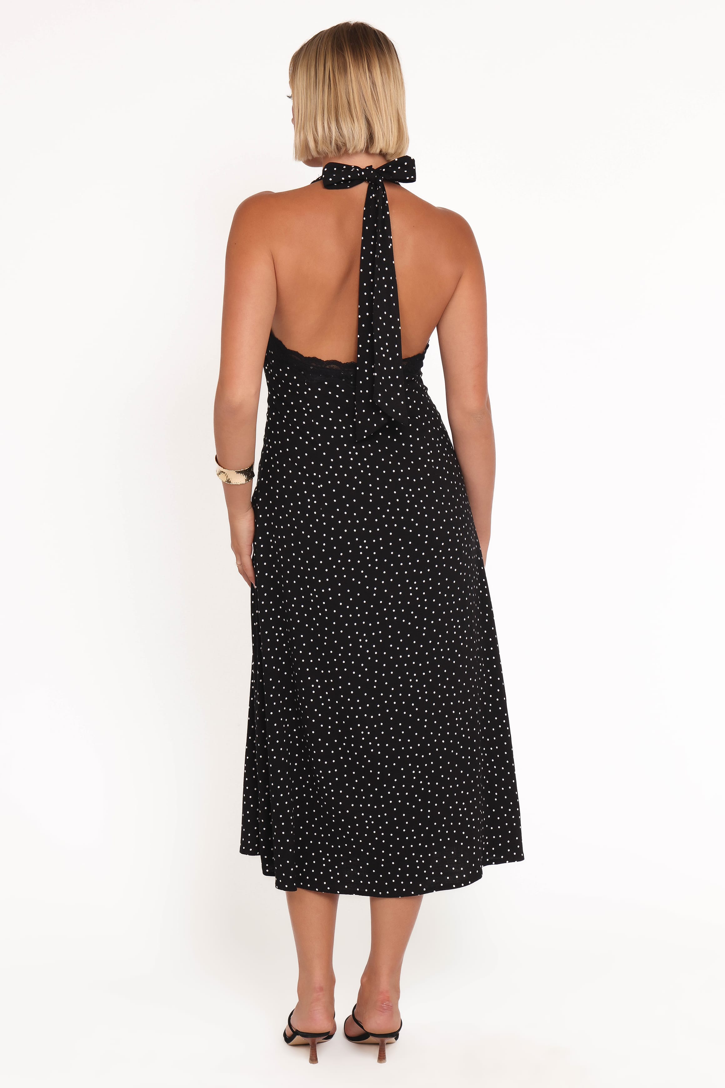 Petal and Pup USA DRESSES Stasia Maxi Halter Dress - Black White