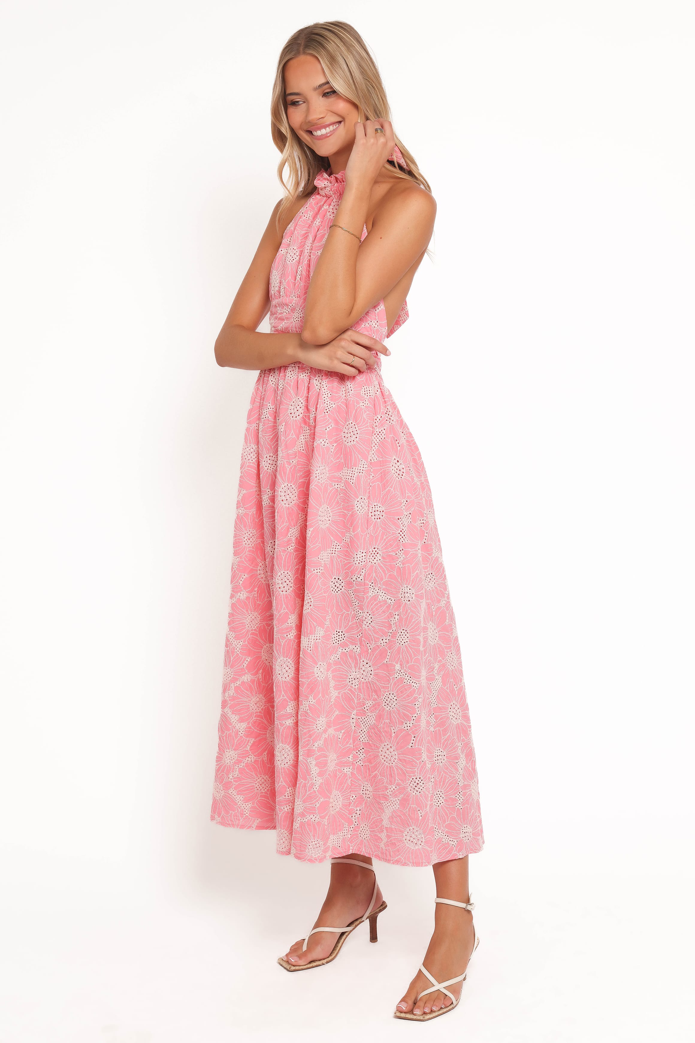 Petal and Pup USA DRESSES Taila Halterneck Midi Dress - Pink