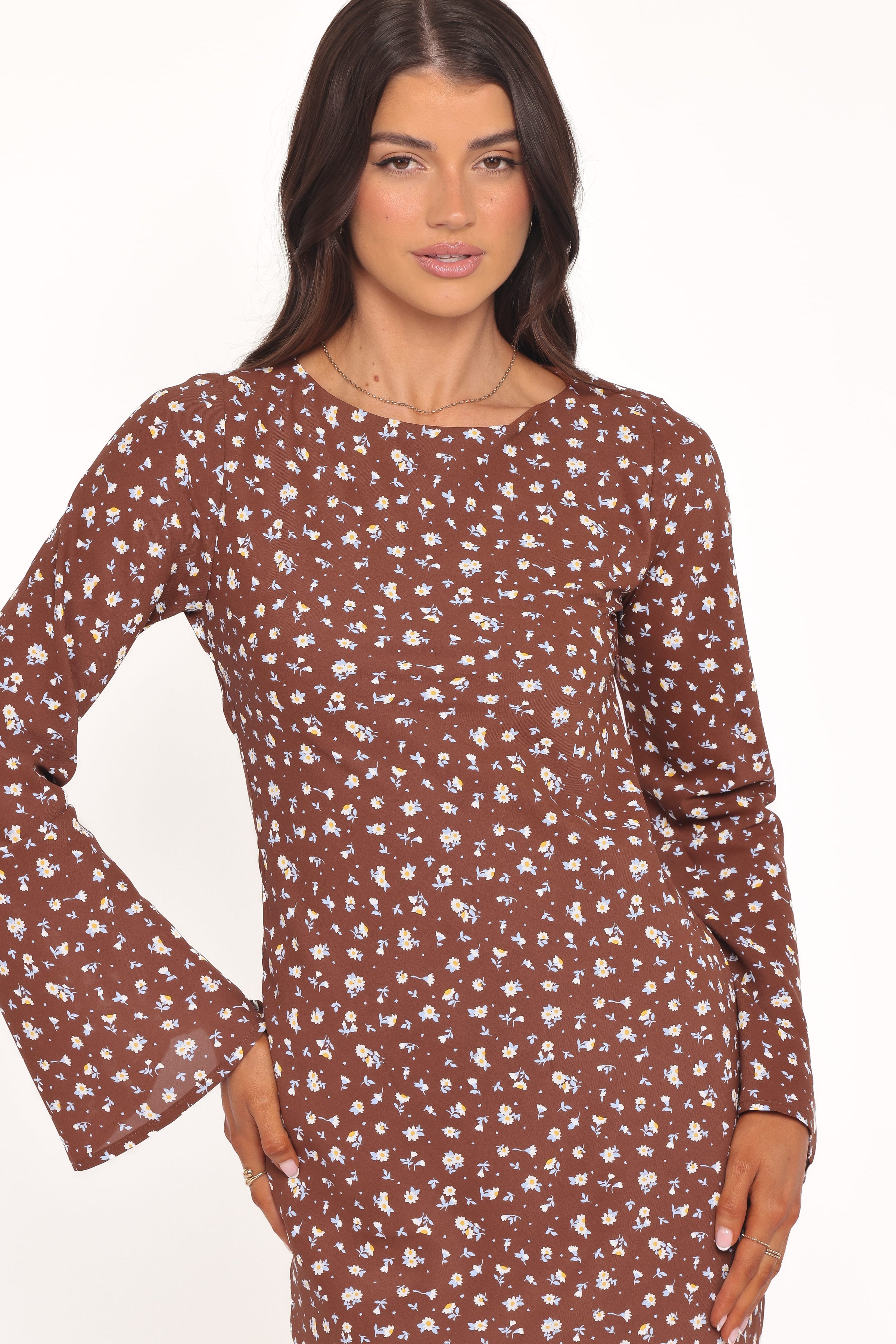 Petal and Pup USA DRESSES Talitha Maxi Dress - Brown Floral