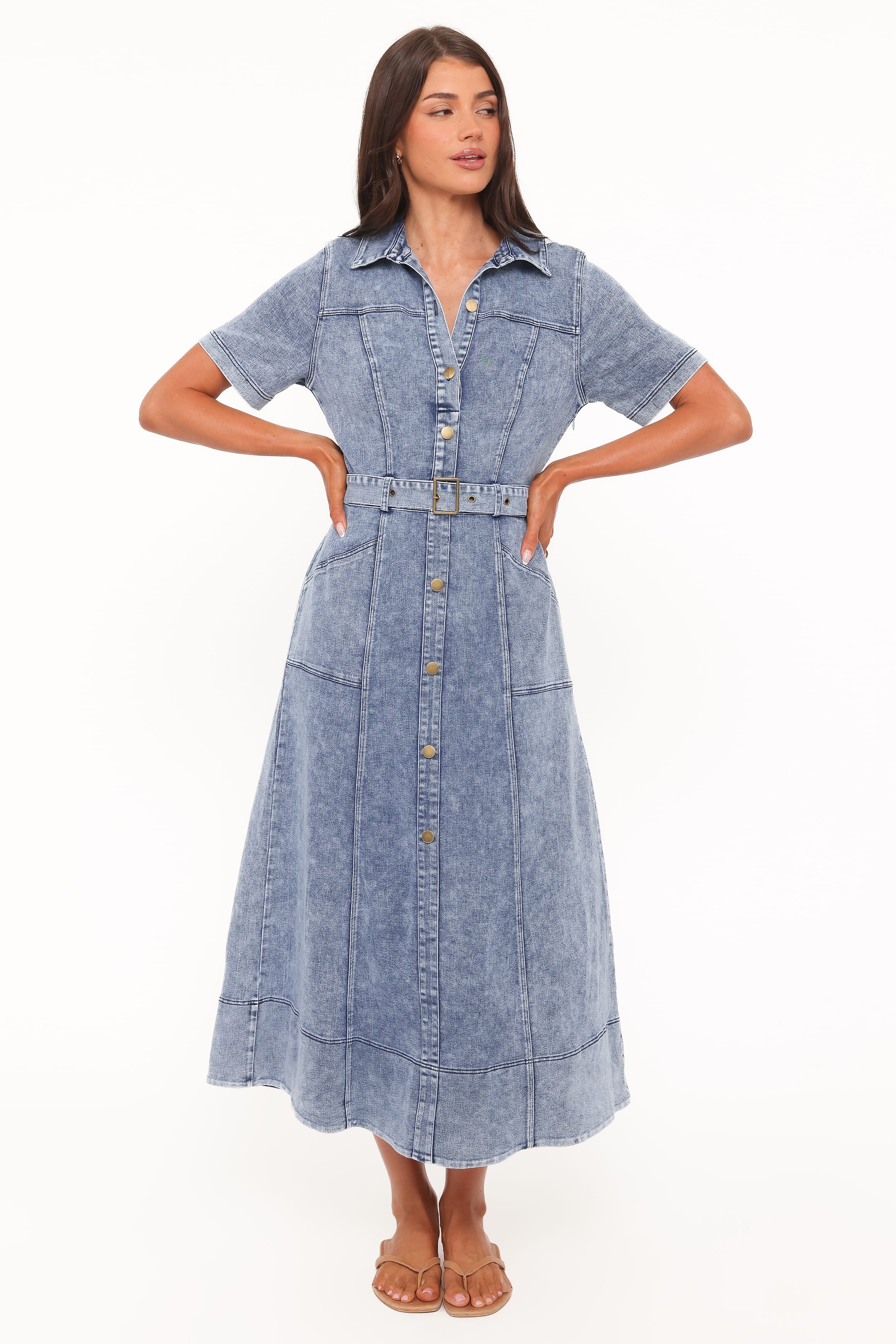 Petal and Pup USA DRESSES Tamara Maxi Dress - Med Denim