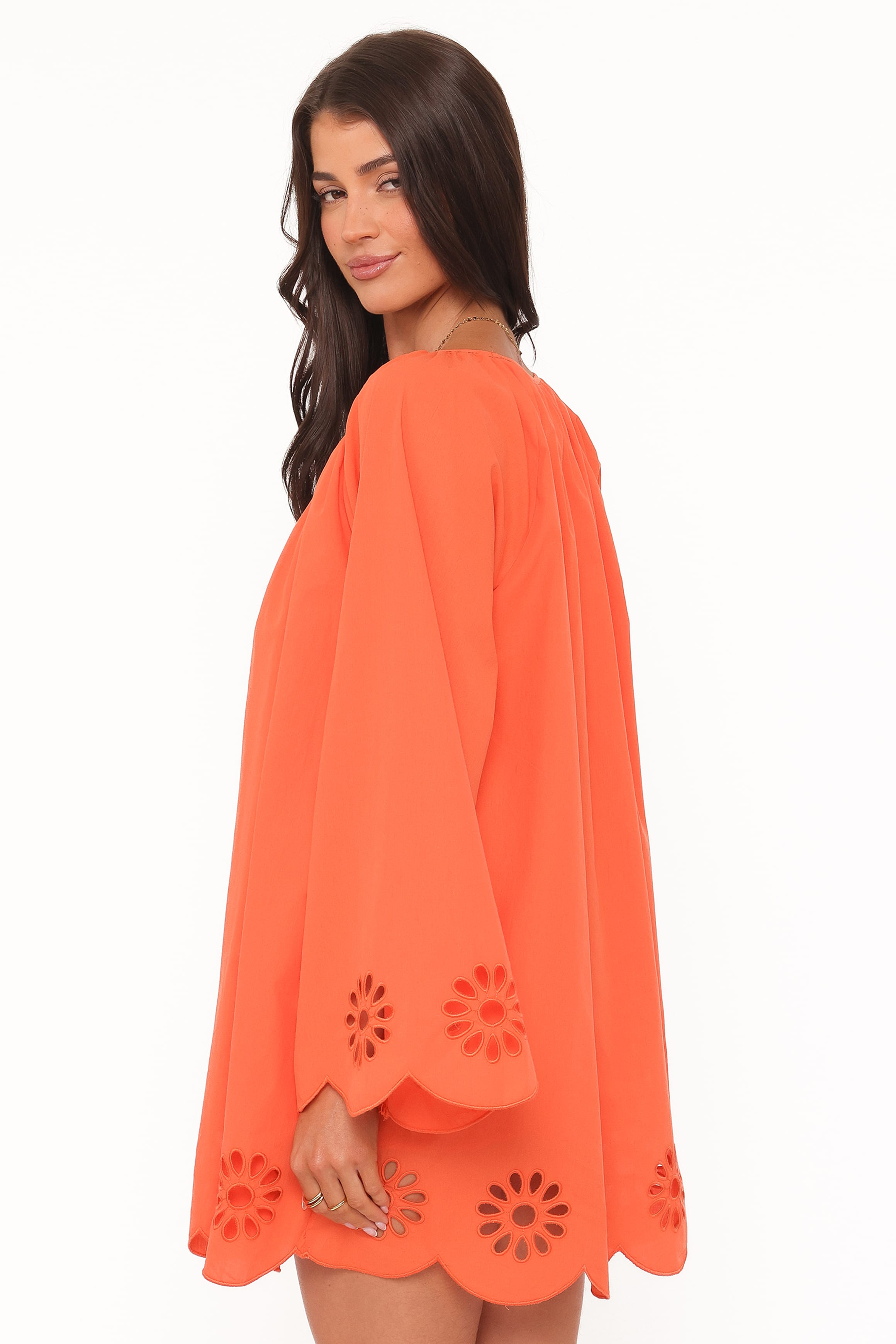Petal and Pup USA DRESSES Tampa Long Sleeve Mini Dress - Orange