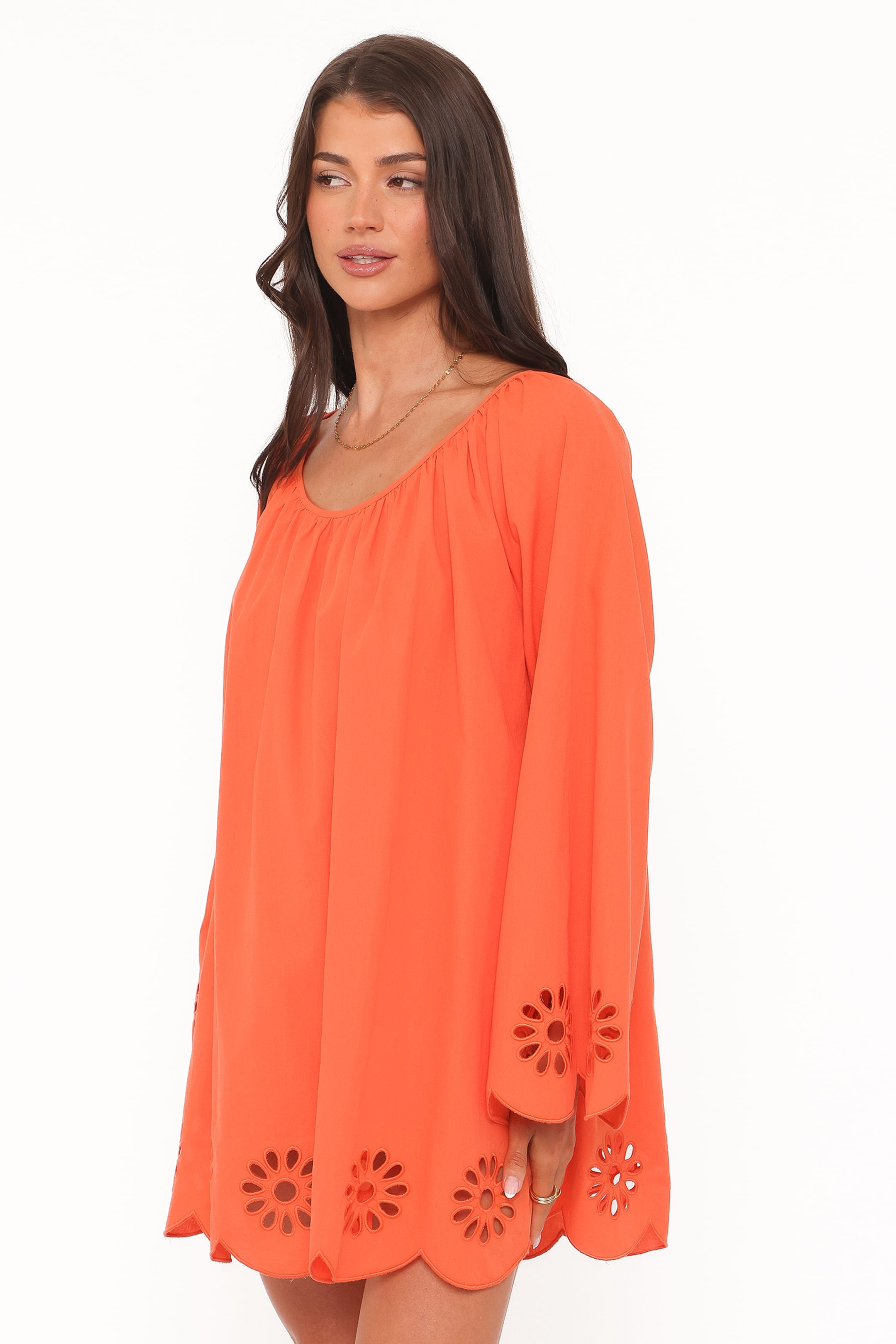 Petal and Pup USA DRESSES Tampa Long Sleeve Mini Dress - Orange